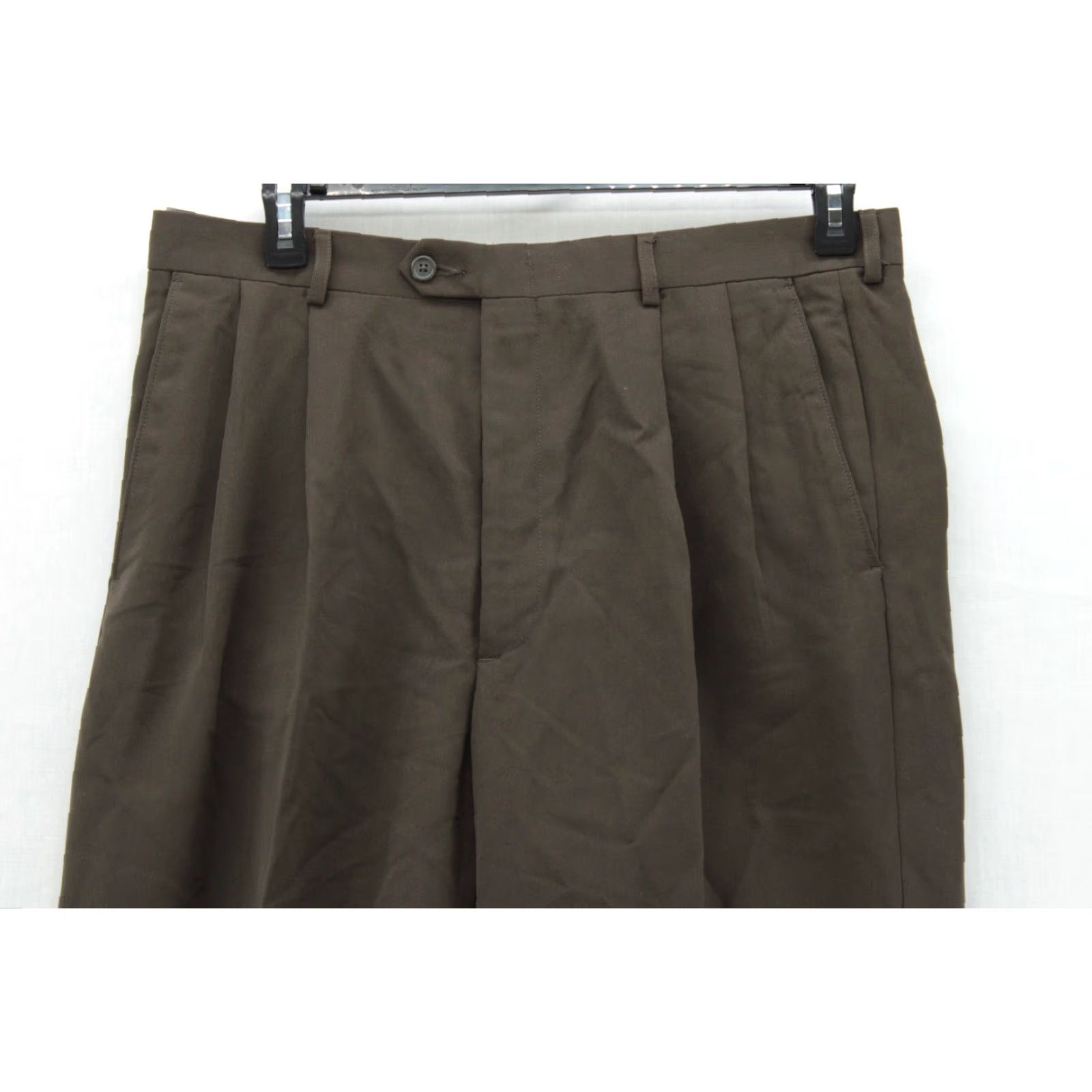 Haggar Haggar Dress Pants Mens 36X32 Brown Pleated Polyester Office Preppy Casual Pants Adult Regular Brown Size US 36 / EU 52 - 2 Thumbnail