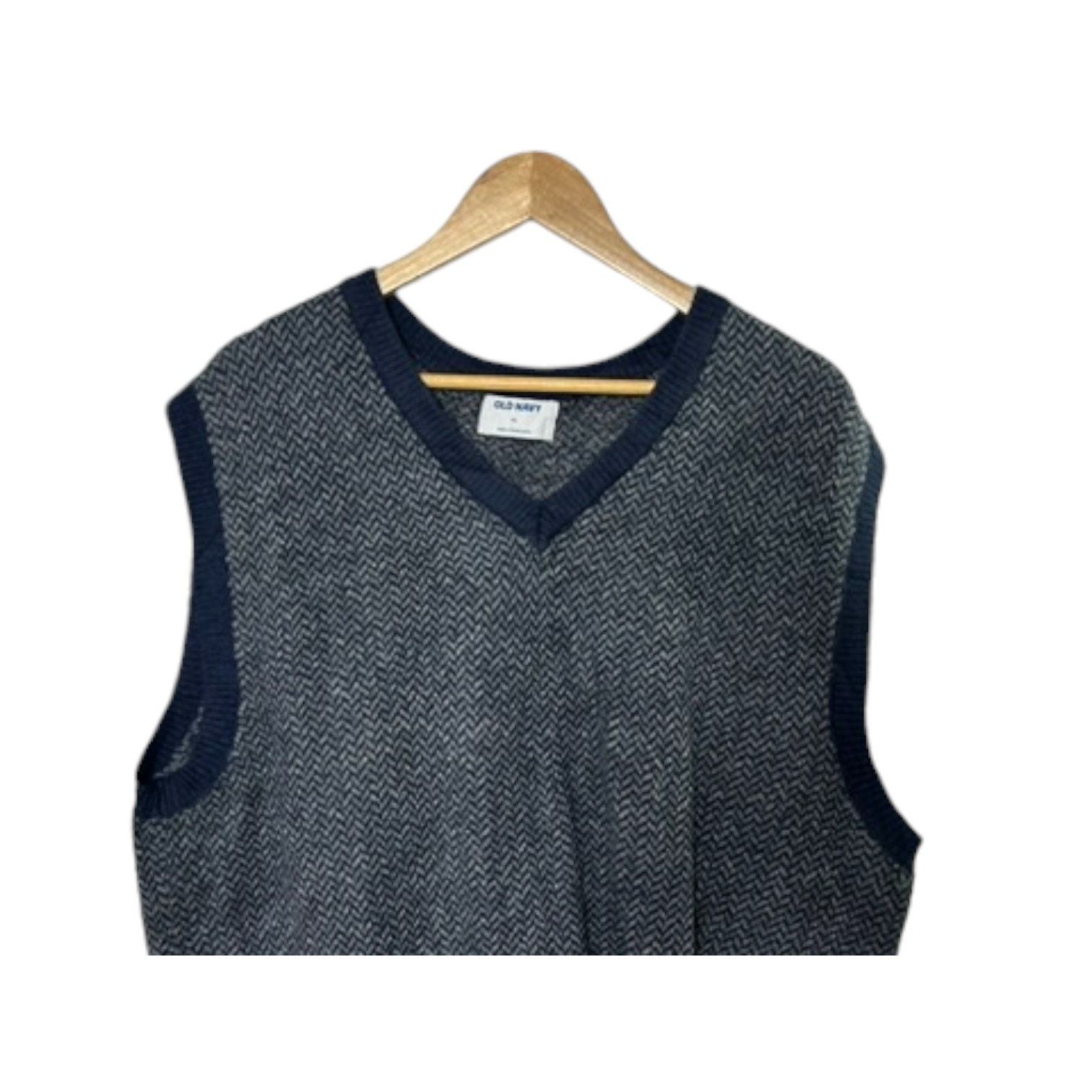 Old Navy Old Navy Blue & Gray Cotton V-Neck Sweater Vest Men's XL Size US XL / EU 56 / 4 - 3 Thumbnail