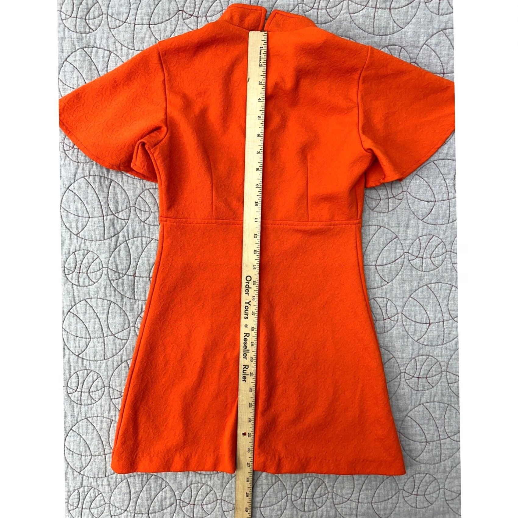 Vintage True Vintage 1960s Dress Orange Flutter Sleeve Mock Neck Retro Girls Small Size ONE SIZE - 5 Thumbnail