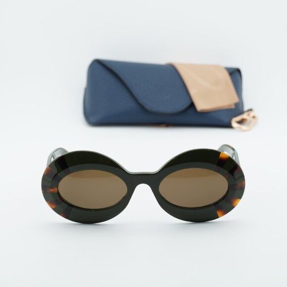 Loewe Loewe LW40091I 96E Sunglasses Havanan/Green Oval Frame Size ONE SIZE - 10 Thumbnail