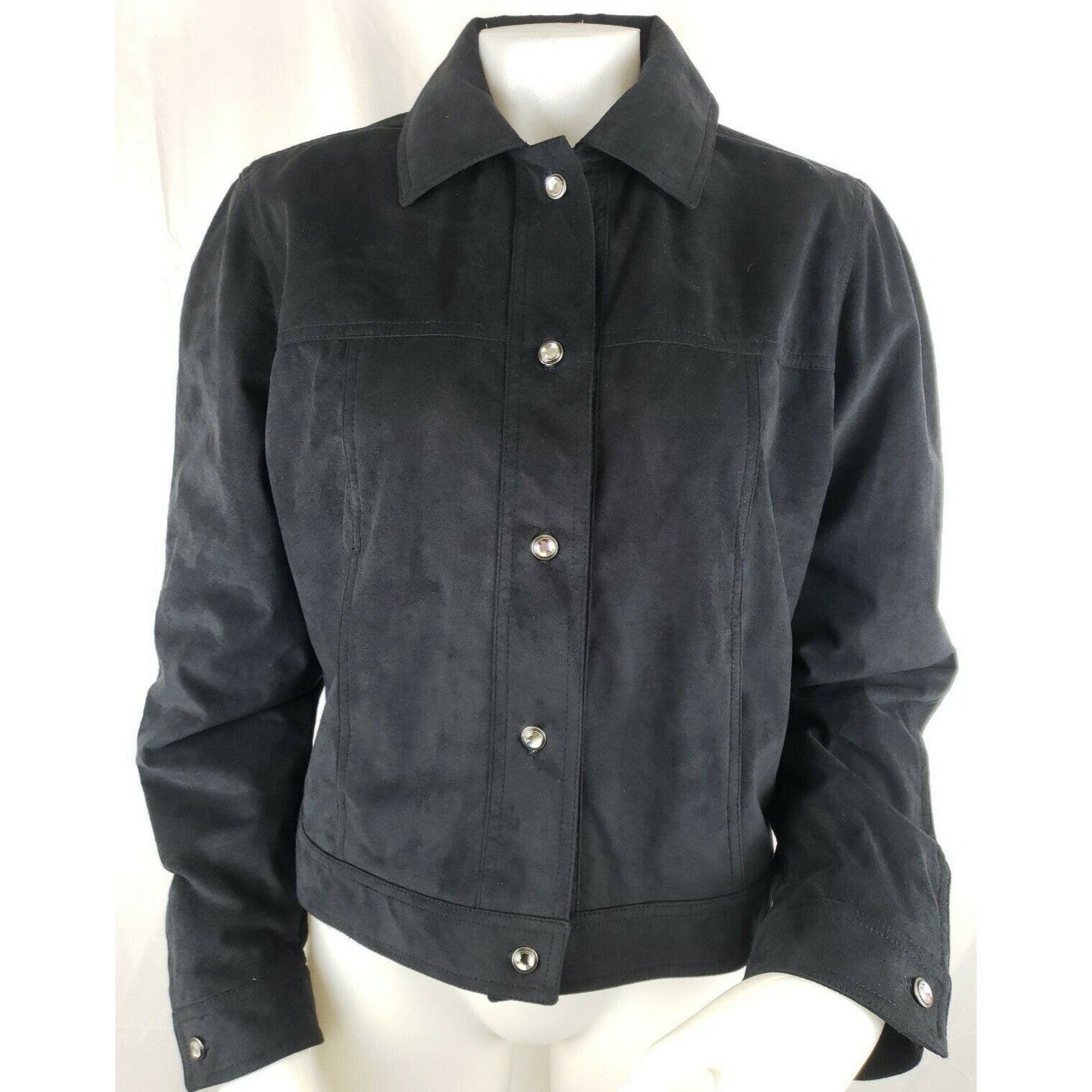 Other Faux Suede Rhinestone Western Jacket Womens M Black Trucker Size M / US 6-8 / IT 42-44 - 1 Thumbnail