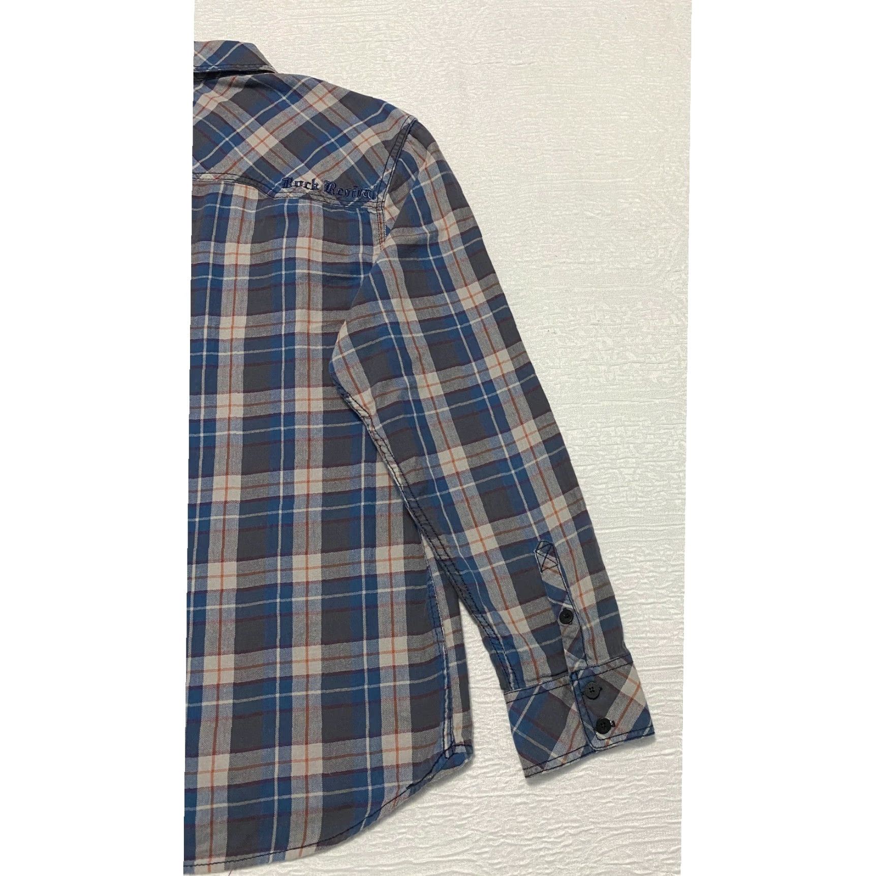 Vintage Rock Revival Shirt Mens XL Plaid Long Sleeve Button Up Casual Soft Flannel Blue Cotton Button-Up Pockets Regular Size US XL / EU 56 / 4 - 7 Thumbnail