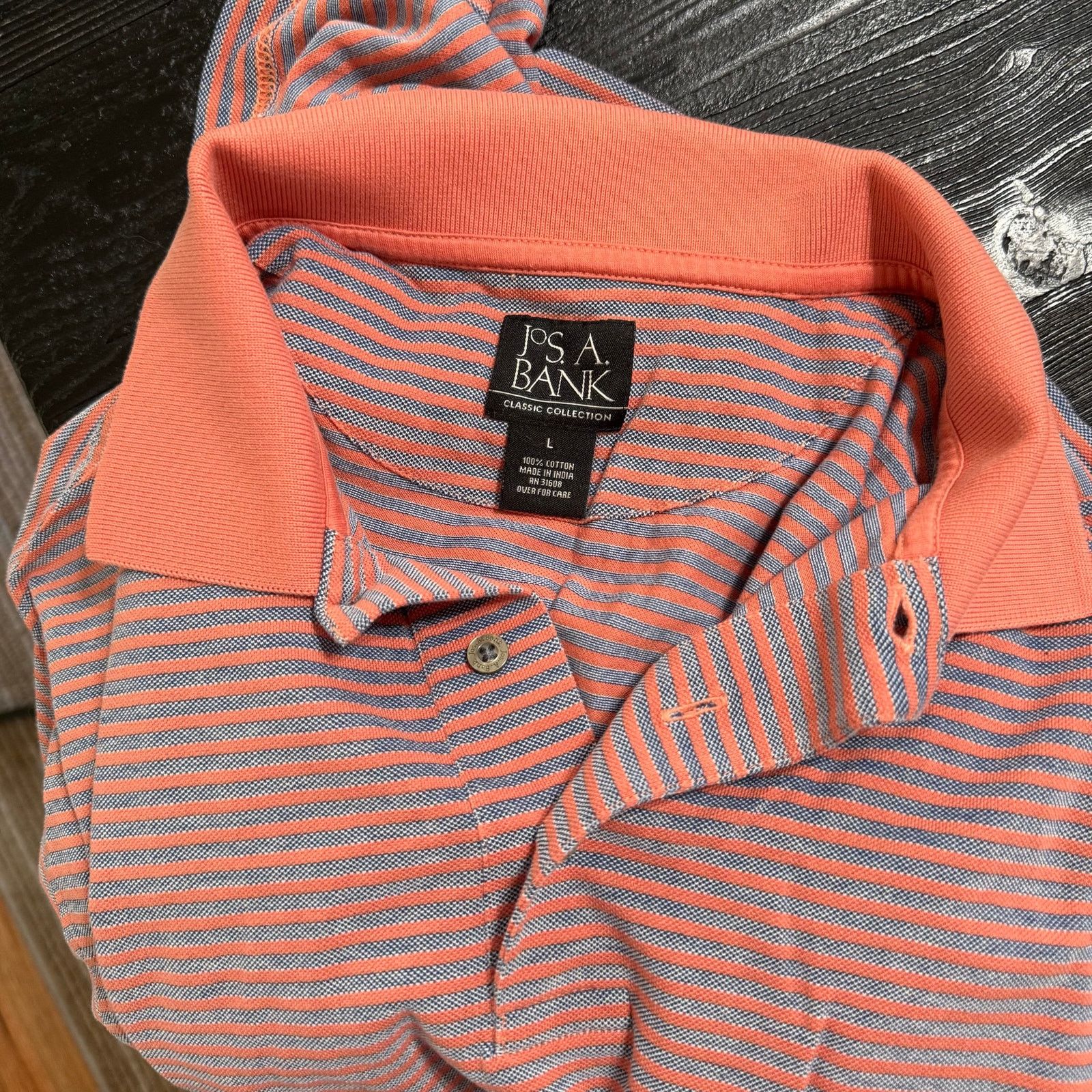 Jos. A. Bank Jos. A. Bank Orange & Navy Striped Polo | Sz L Size US L / EU 52-54 / 3 - 7 Thumbnail