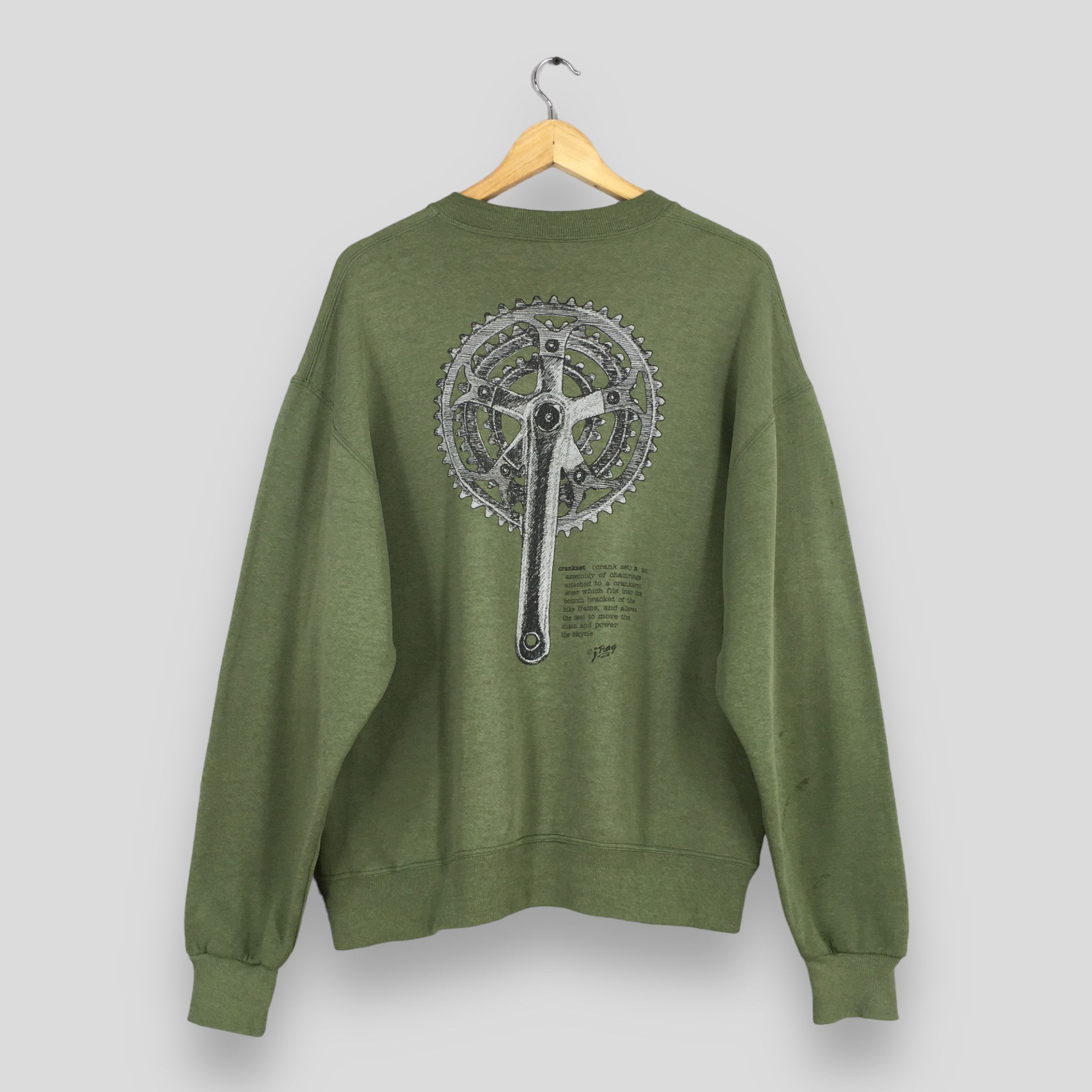 Bicycle × Vintage Vintage 80s J.Rag USA Crankset Bicycle Green Sweatshirt L Size US L / EU 52-54 / 3 - 1 Thumbnail
