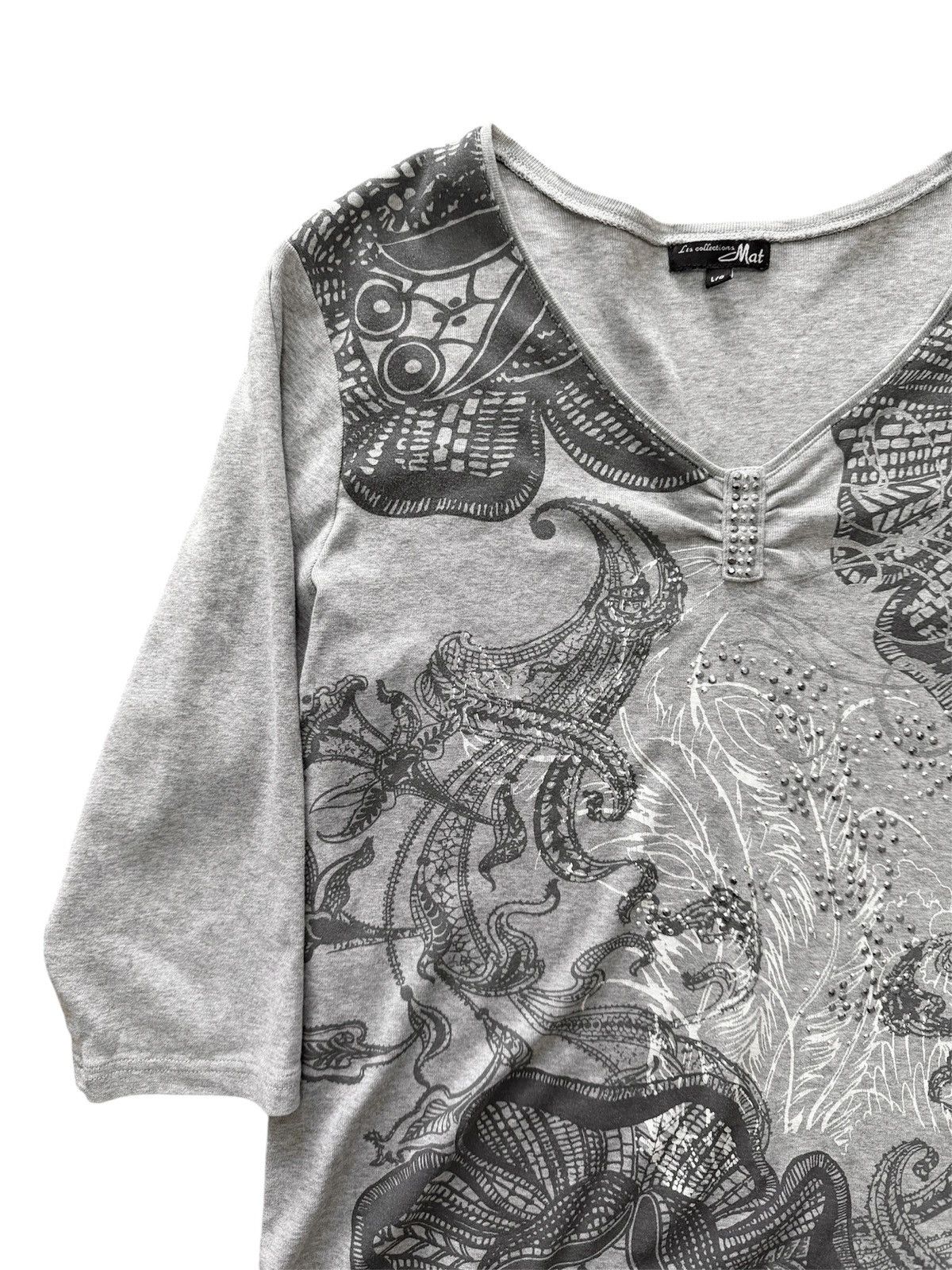 Hysteric Glamour Y2K Ornate Graphic 3/4 Sleeve Top Size L / US 10 / IT 46 - 2 Thumbnail