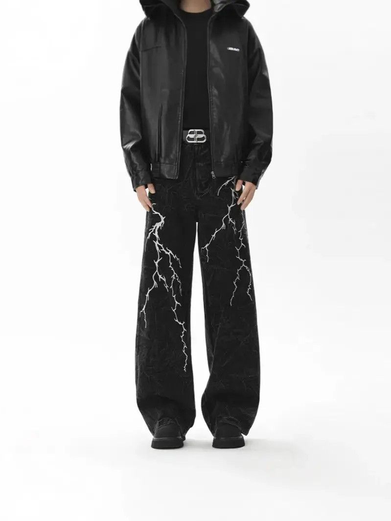 Japanese Brand Retro loose wide leg embroidered jeans Size US 32 / EU 48 - 1 Thumbnail