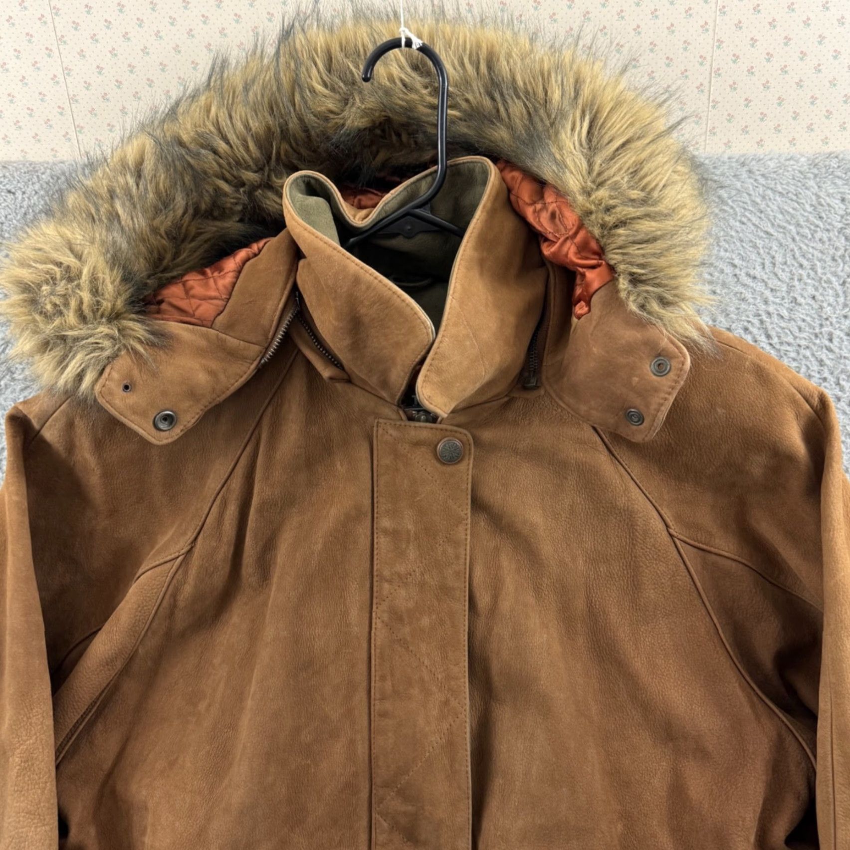 Vintage Adventure Bound Wilsons Coat Womens Medium Brown Leather Suede Hooded Parka Jacket Coat Size M / US 6-8 / IT 42-44 - 3 Thumbnail
