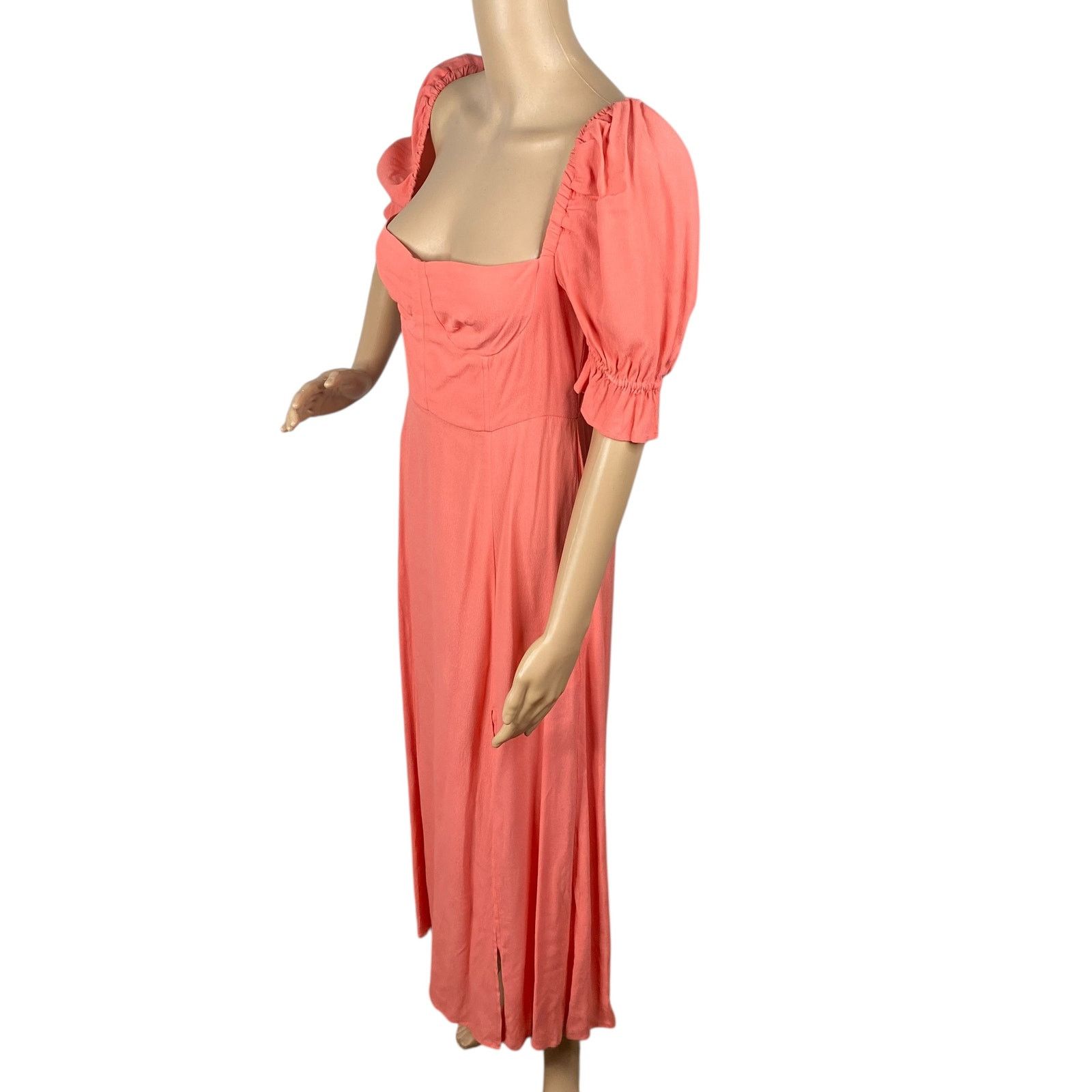 WeWoreWhat We Wore What Coral Pink Puff Sleeve Midi Dress - Size 6 Size M / US 6-8 / IT 42-44 - 6 Thumbnail