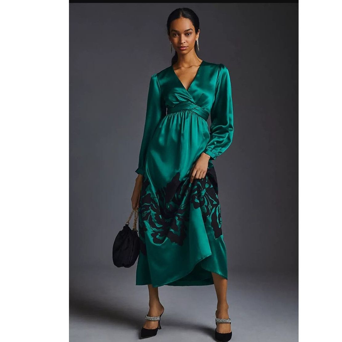 Anthropologie New Anthropologie Nikasha Embroidered Satin Dress $260 XXS Size XXS / US 00 / IT 34 - 2 Thumbnail