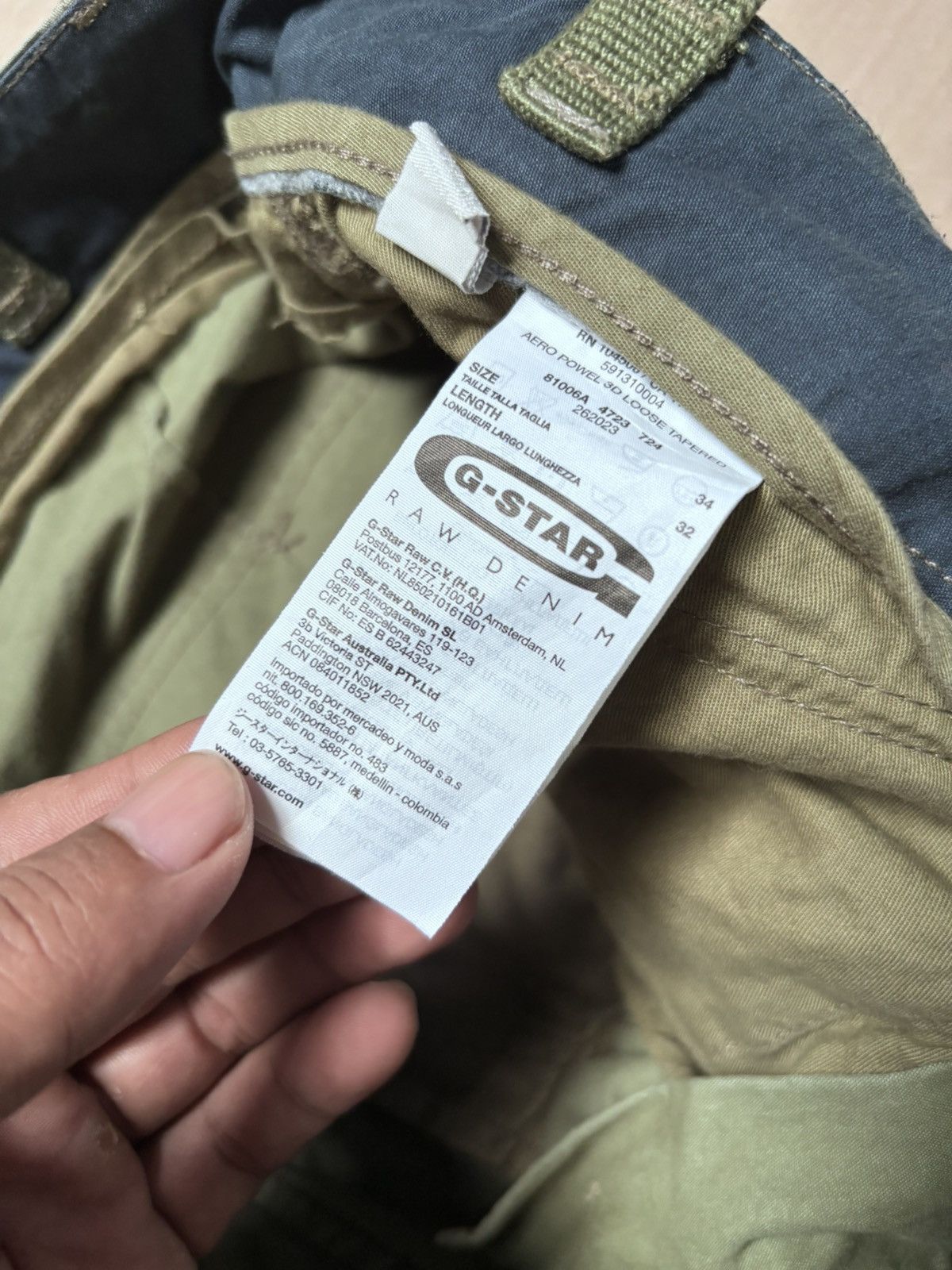 G-Star Vintage G-Star Raw Green Cargo 3D Powell double Knee Size US 33 - 7 Thumbnail