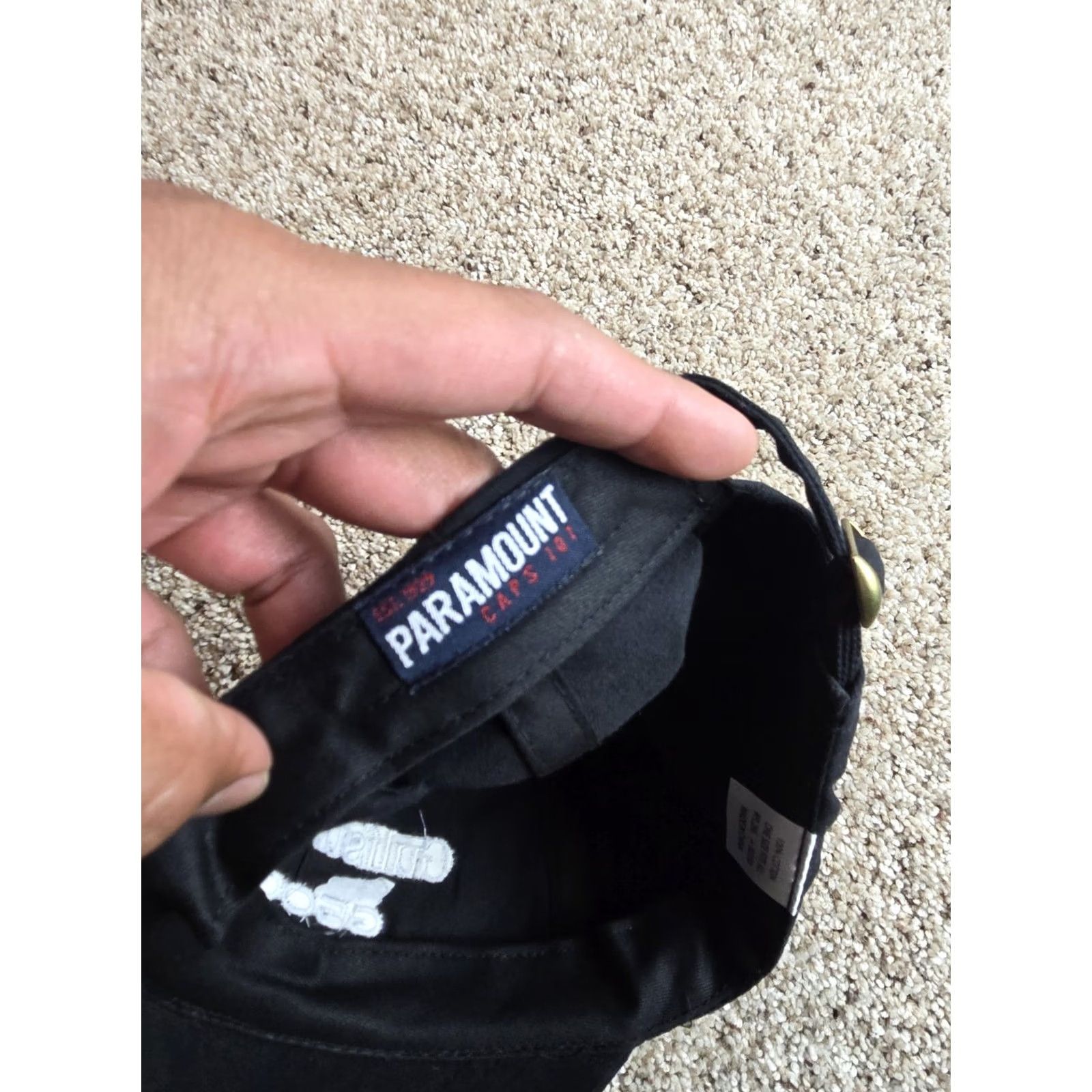 Vintage Black Cotton Baseball Cap Casual Mens Strap Back Hat Casual Size ONE SIZE - 4 Thumbnail