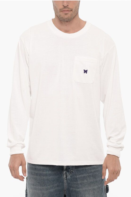 Image of Needles Og1Mm0524 Crew Neck T-Shirt In White, Men's (Size Small)