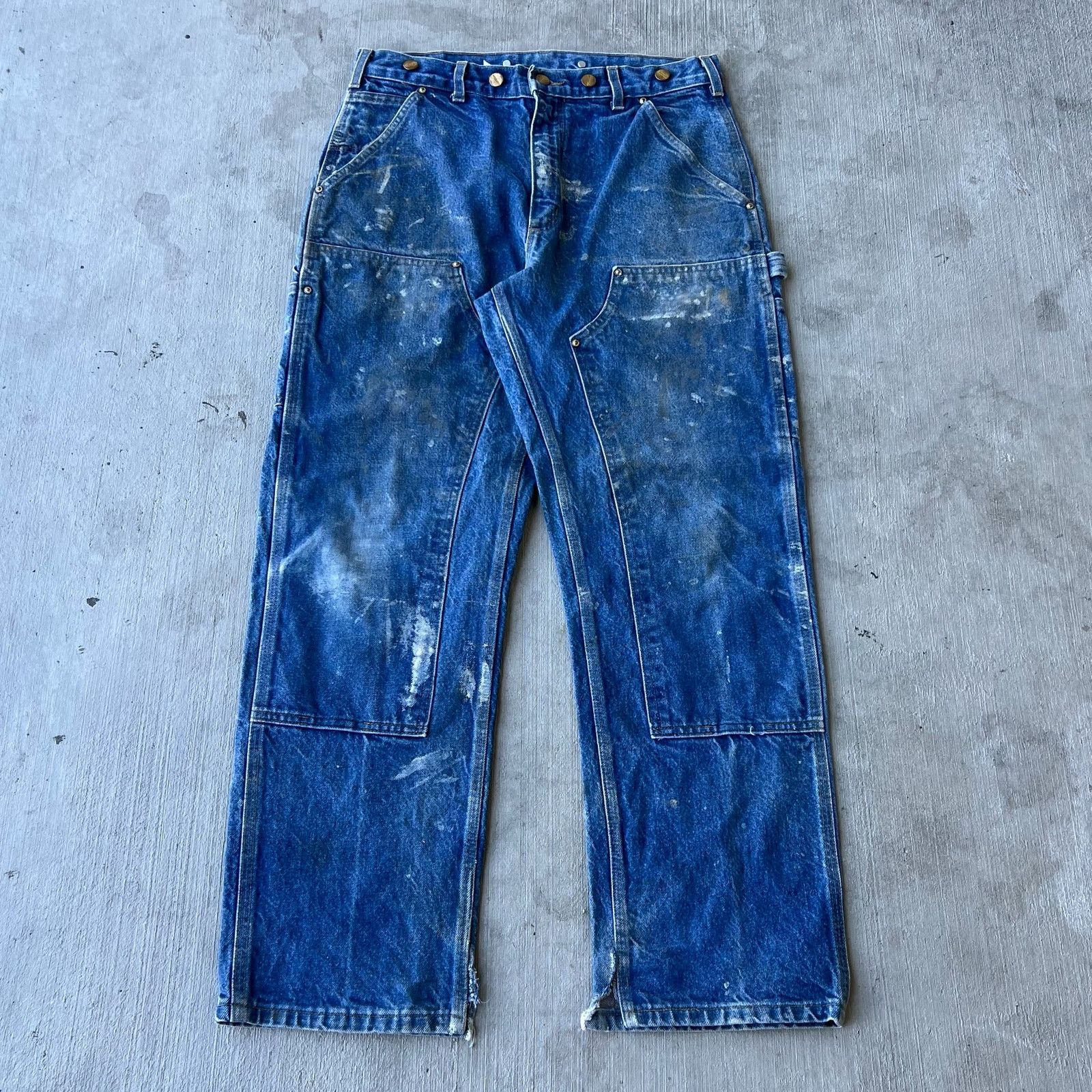 Carhartt × Vintage Carhartt denim blue jeans double knee work carpenter pants Size US 32 / EU 48 - 1 Thumbnail