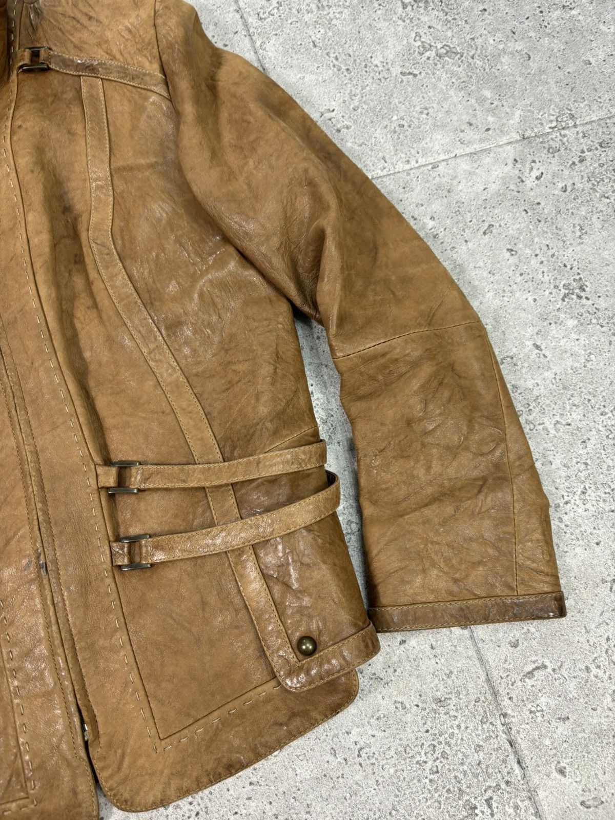 Archive Japanese Leather Jacket Rare 2000s Vintage Cropped