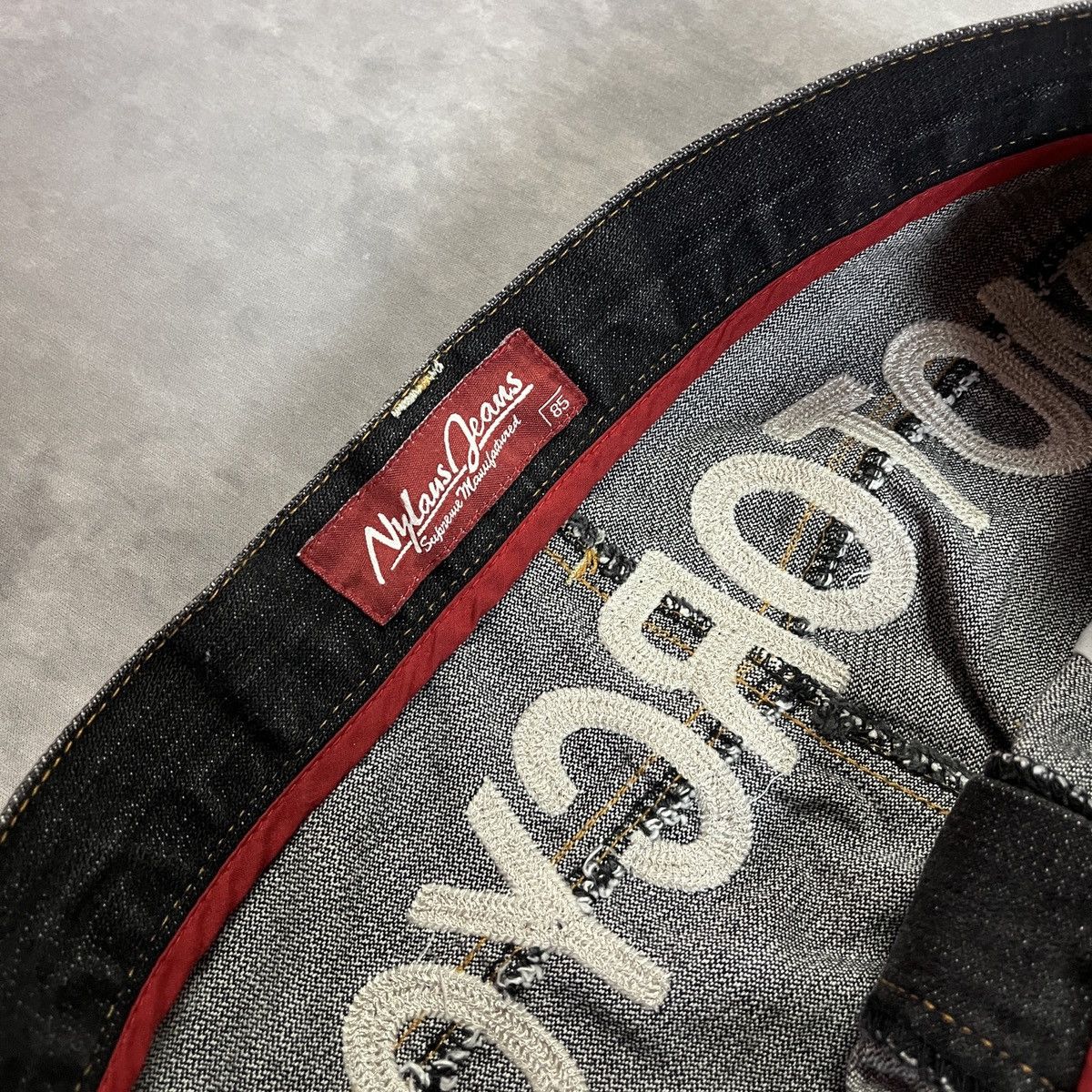Japanese Brand Nylaus Japanese Motorcycle Dark Wash Distressed Biker Denim Size US 33 - 4 Thumbnail