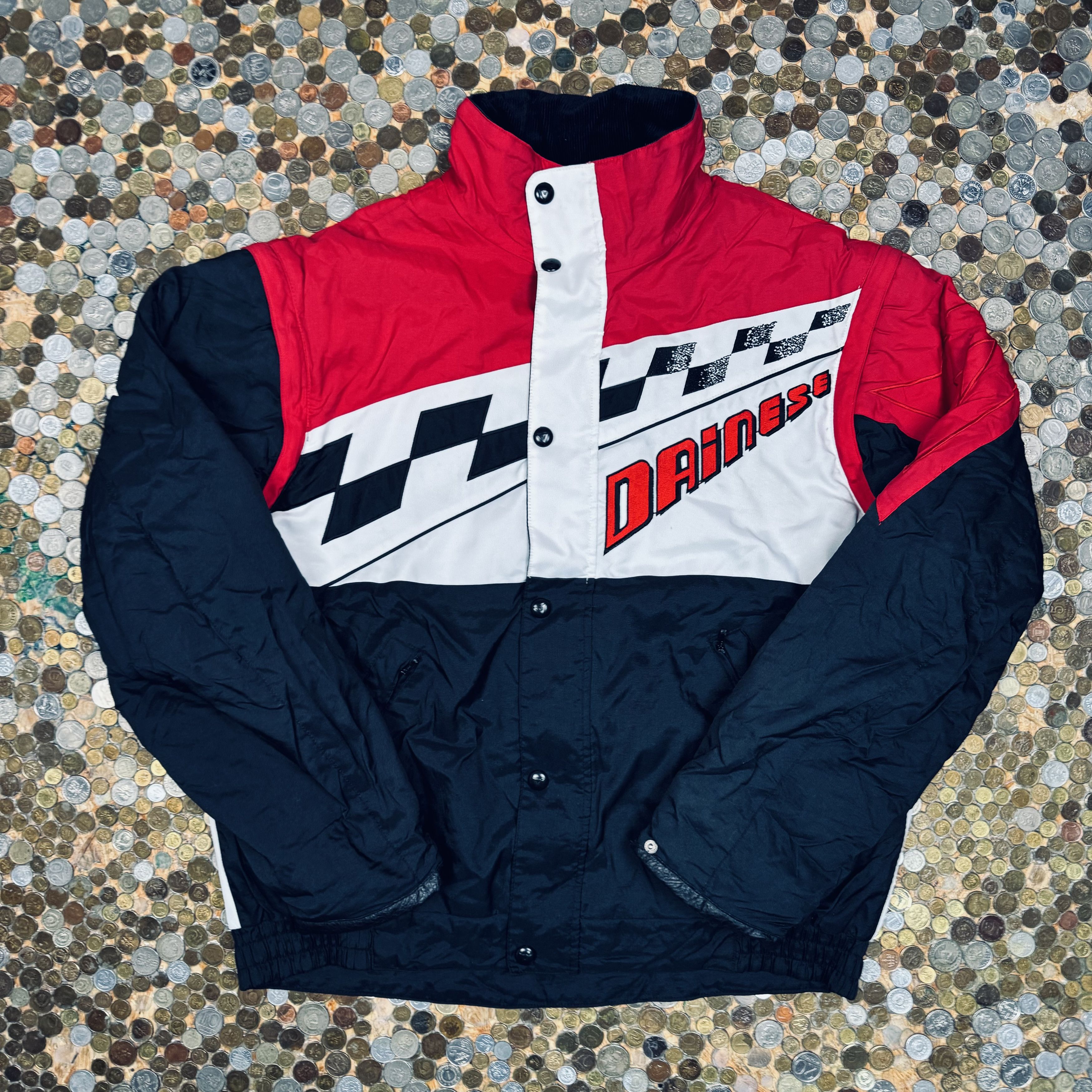 image of Dainese Vintage Moto Bicycle Bomber Jacket 90's & Y2K in White Red Dark, Men's (Size XL)