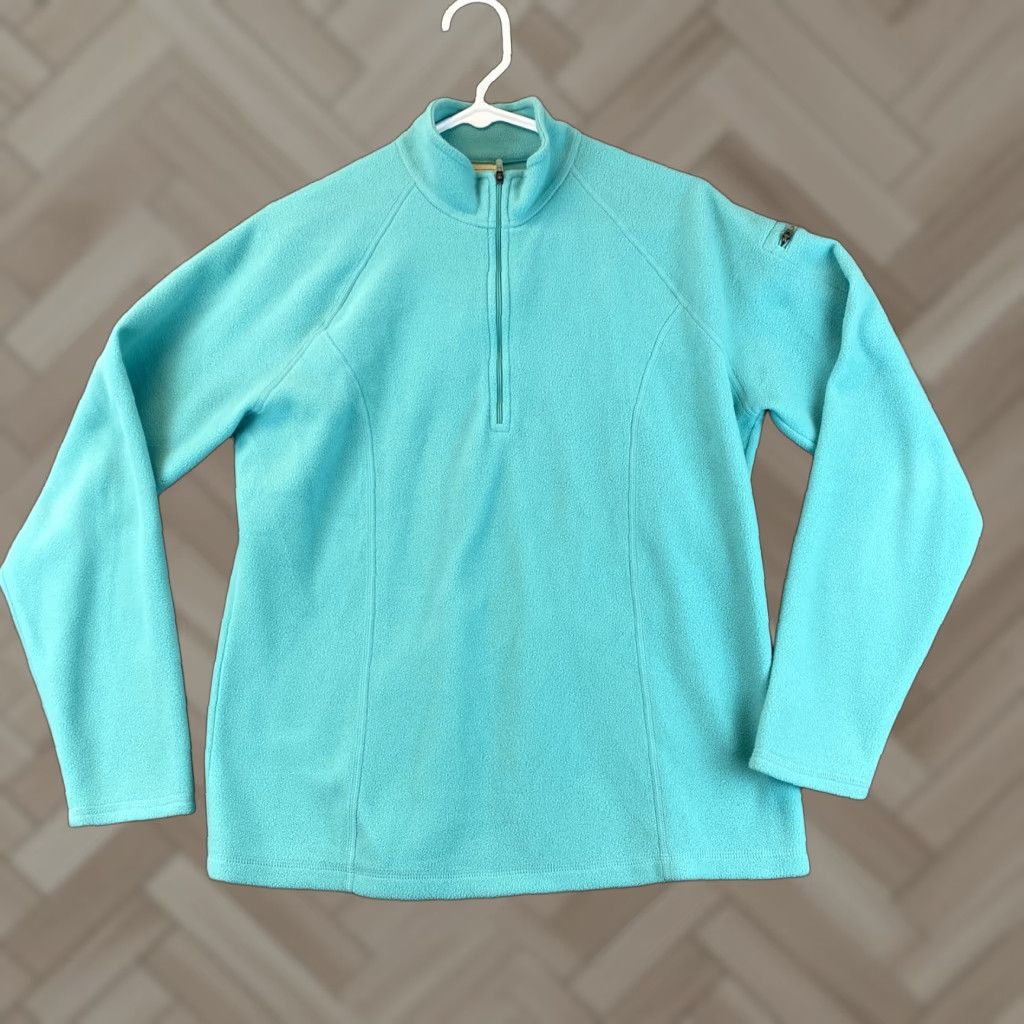 Vintage LL Bean Fleece Sweater Womens M Green Medium Long Sleeve 1/4 Zip Polyester / 51-40 Regular Womens Sweater Green Fall Winter Linen? Wait. Size M / US 6-8 / IT 42-44 - 1 Thumbnail