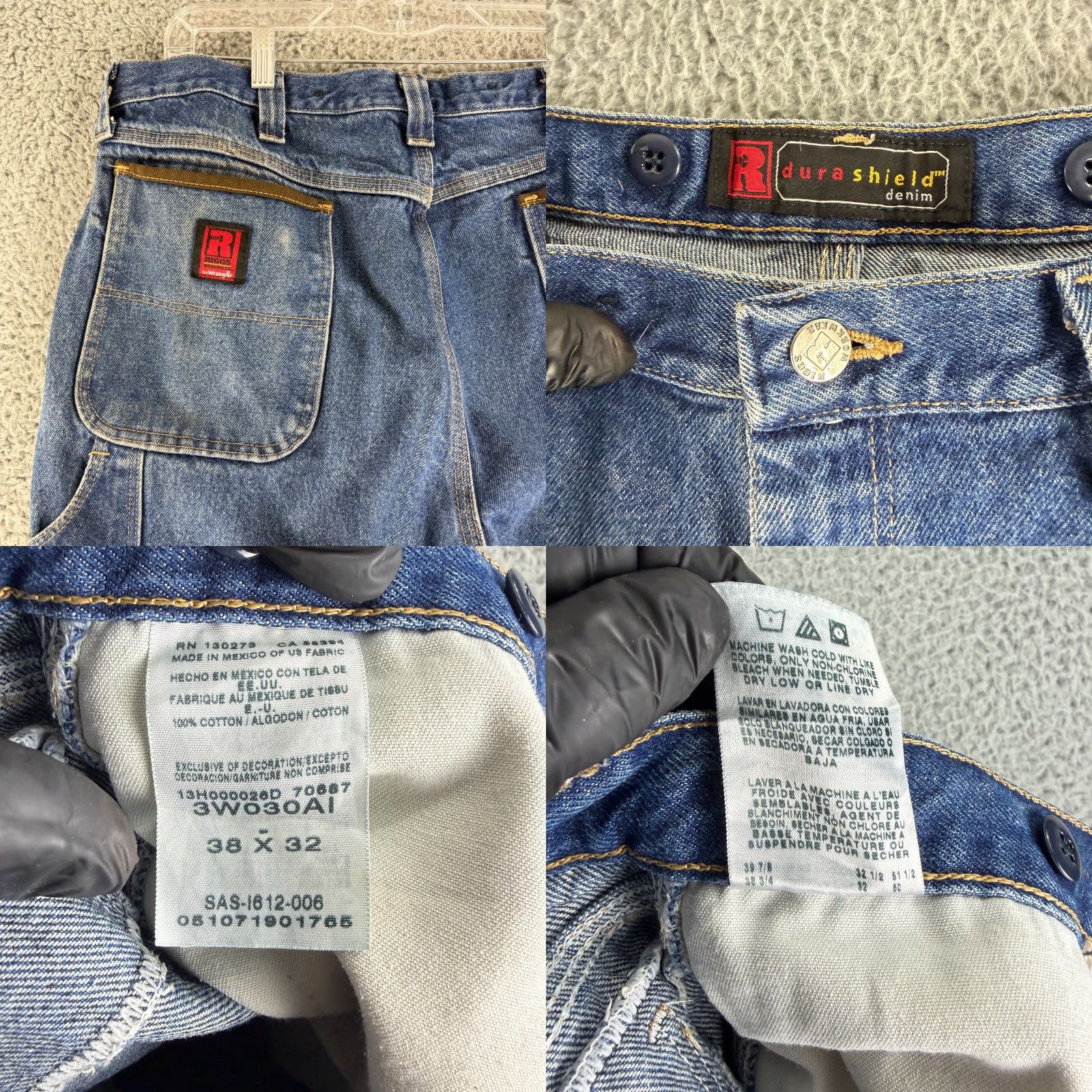 Wrangler VINTAGEWrangler Carpenter Jeans Mens 38x32 Blue Denim Double Knee Wrangler Riggs Workwear Jeans Mens Size 38x32 Blue Denim Size US 38 / EU 54 - 10 Thumbnail