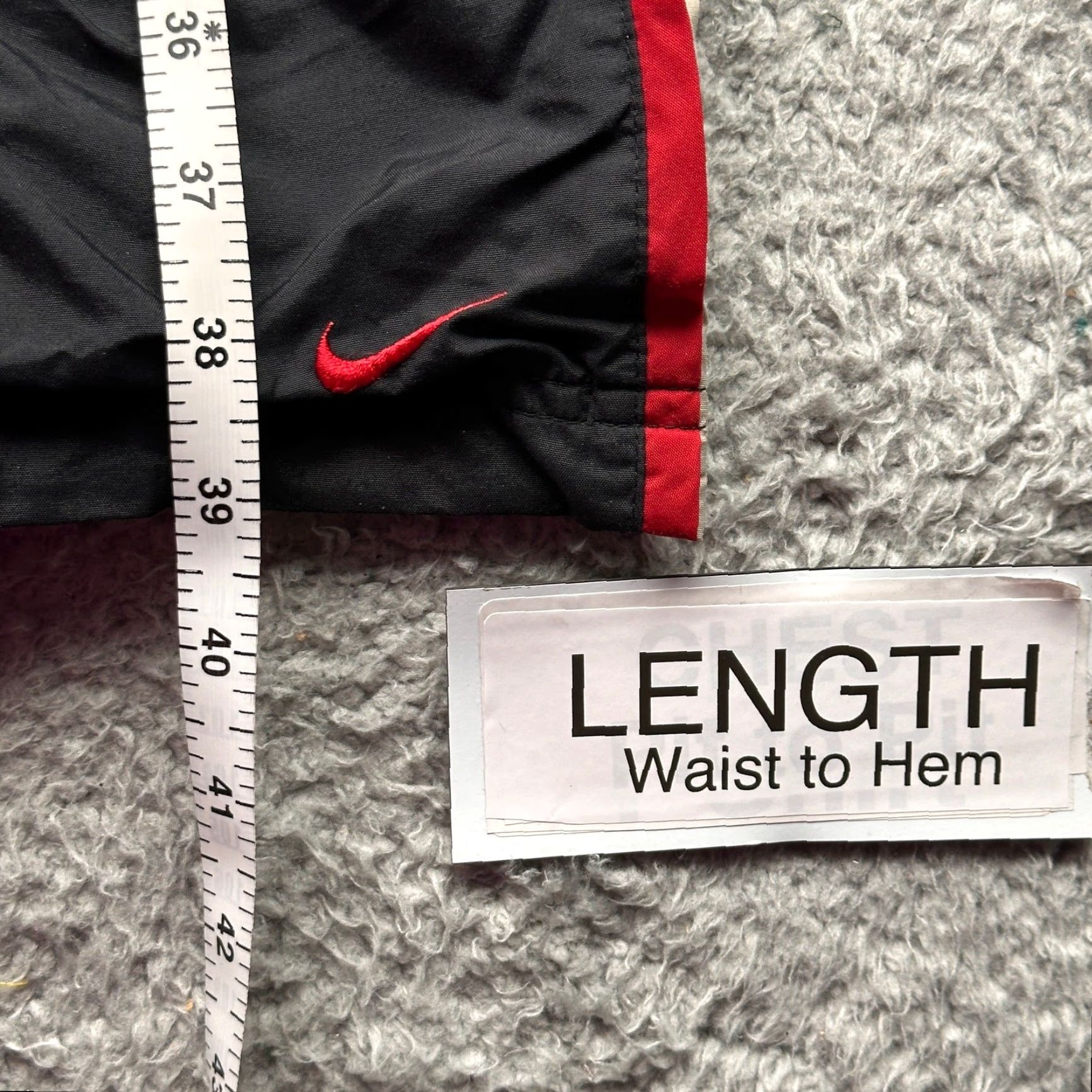 Nike VINTAGE Nike Windbreaker Pants Mens M Black Red Zip Pockets Lined Cotton Nylon Polyester 90s Y2K Baggy Wide-Leg Embroidered Logo Zip Pockets Size US 31 - 5 Thumbnail