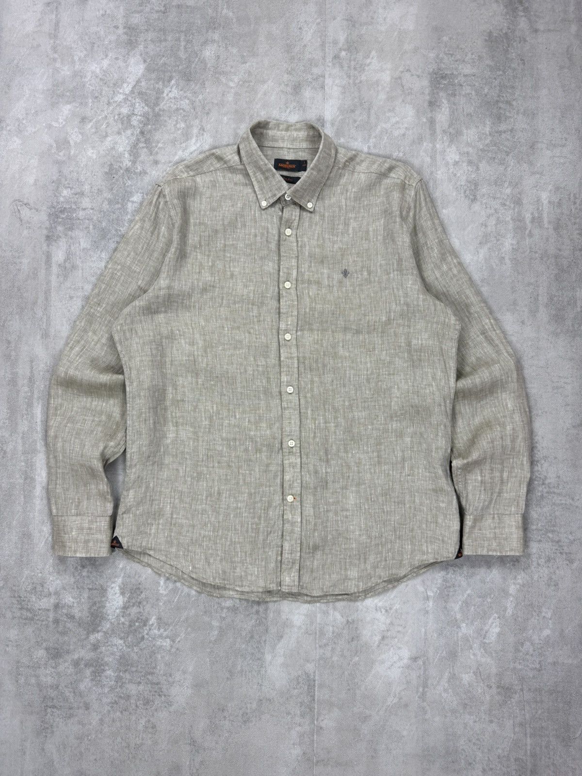 Morris MORRIS Pure Linen Shirt Herringbone Button Up Long Sleeve Size US L / EU 52-54 / 3 - 1 Thumbnail