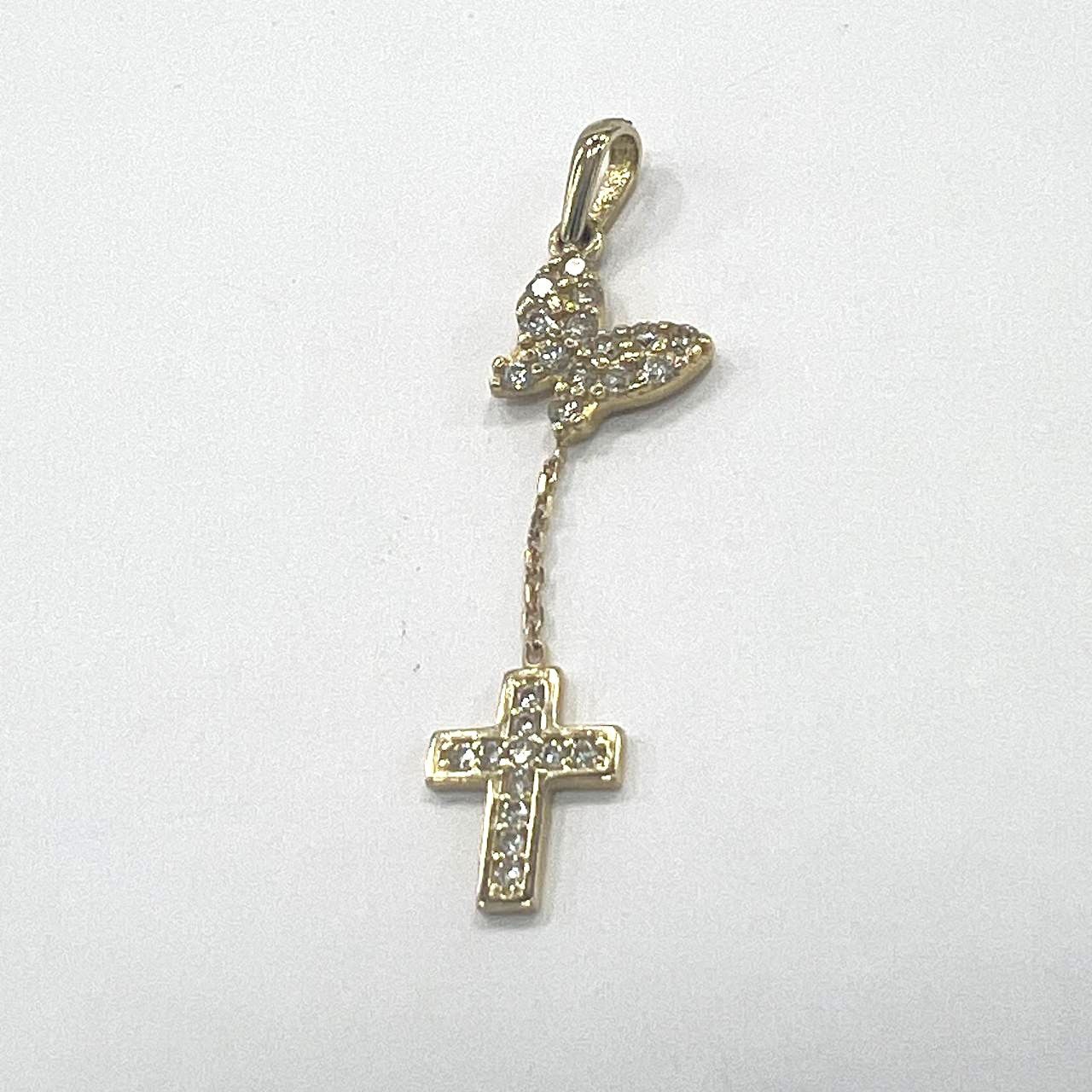 Other 14K Yellow Gold Butterfly & Cross Pendant –Graceful Design Size ONE SIZE - 7 Thumbnail