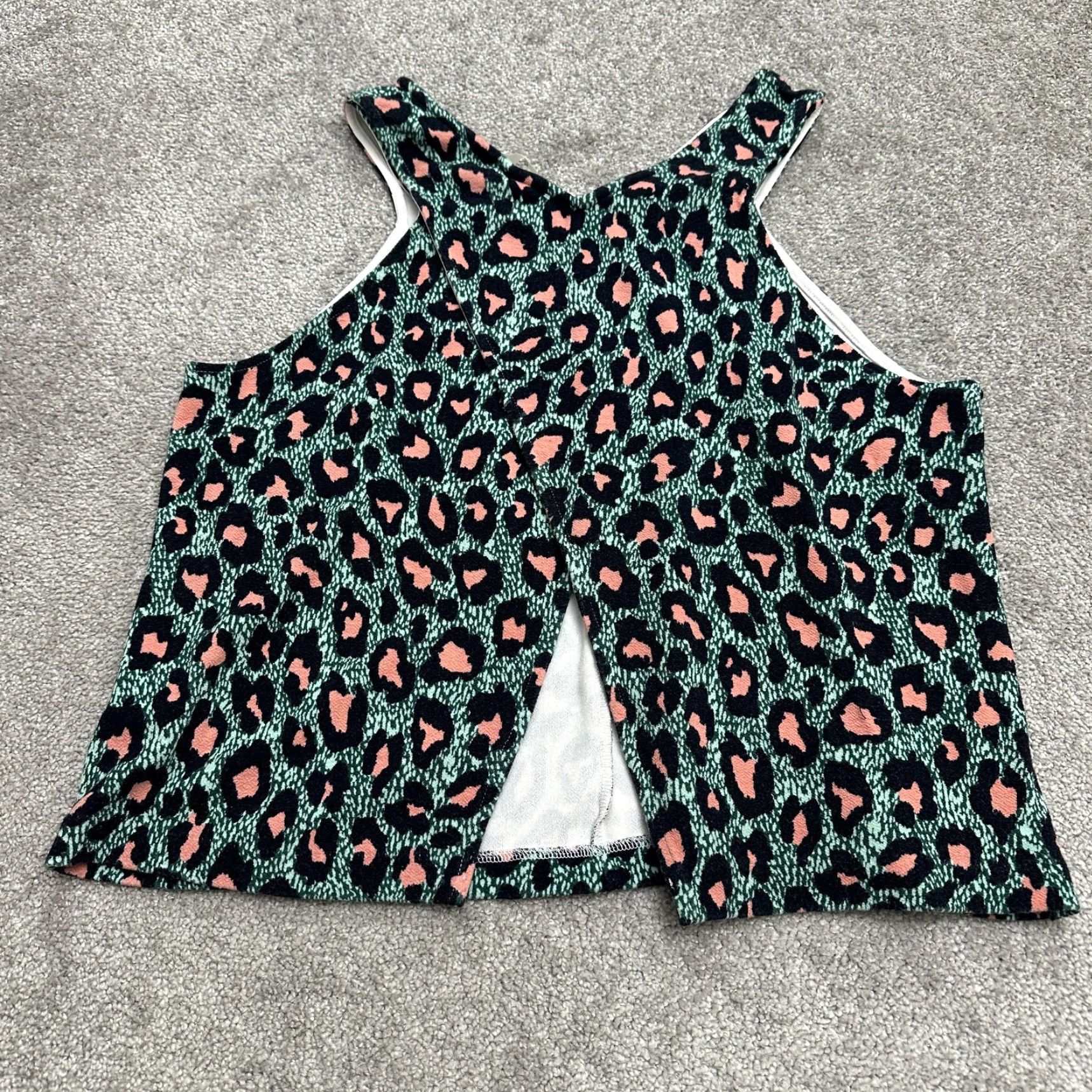 H&M H&M Tank Womens Large Leopard Multicolor Halter V-Neck Back Slit Casual Size L / US 10 / IT 46 - 2 Thumbnail