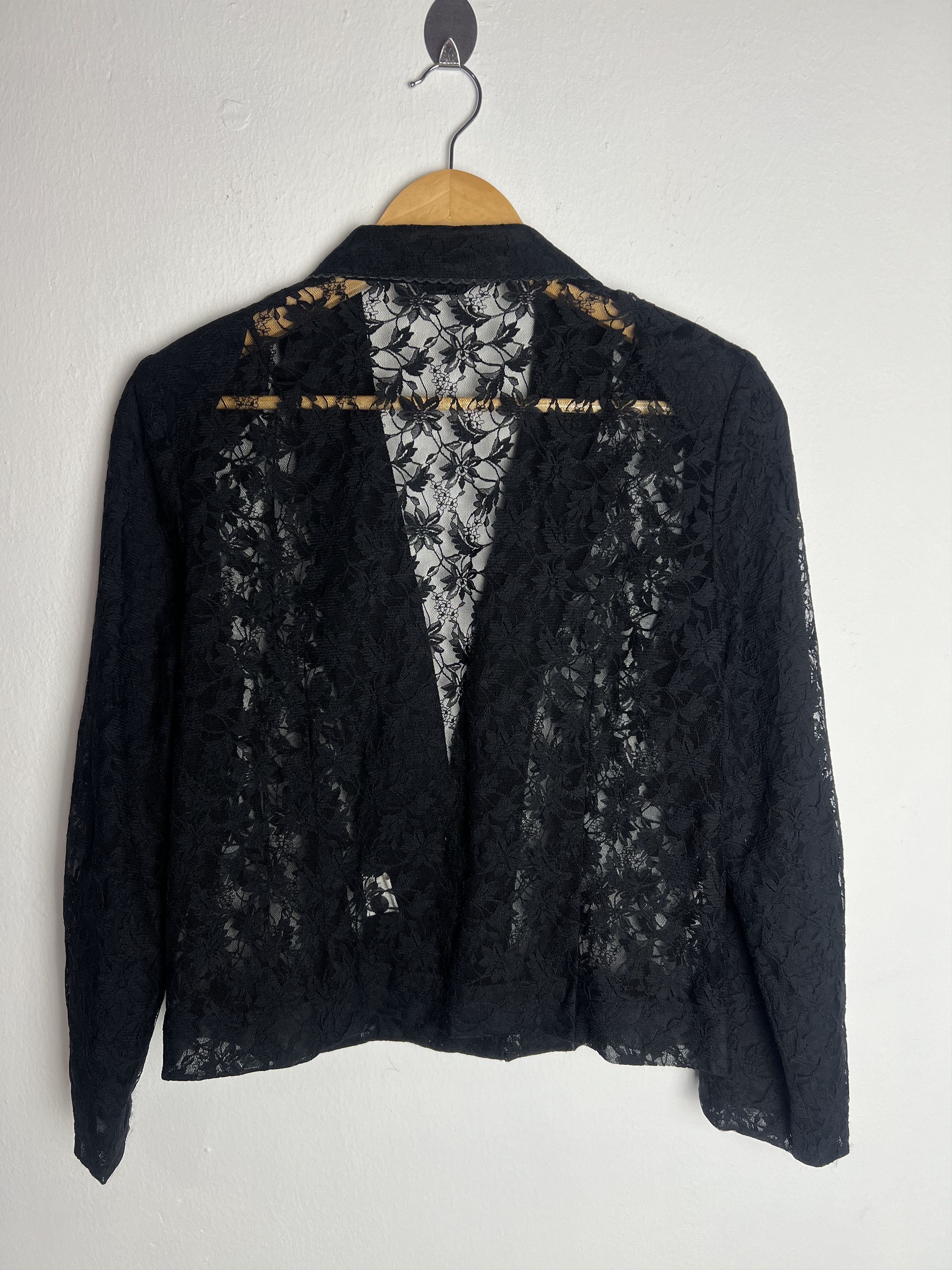 Japanese Brand Vintage Japan Black Lace Blazer Jacket Size M / US 6-8 / IT 42-44 - 2 Thumbnail