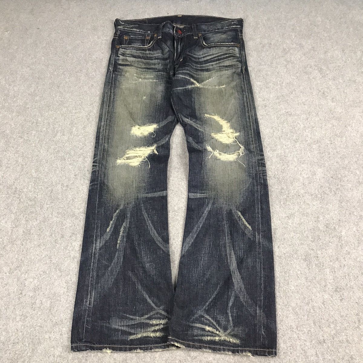 14th Addiction × If Six Was Nine × Le Grande Bleu (L.G.B.) FLARED JAPAN STYLE DISTRESSED BOOT CUT EDWIN DENIM PANTS Size US 34 / EU 50 - 5 Thumbnail