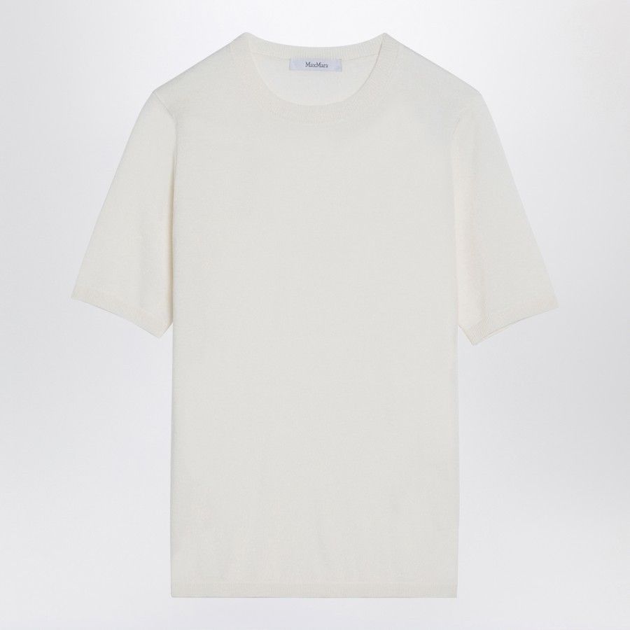 Max Mara o1d2blof0824 Cashmere Crew-neck T-Shirts in White Size S / US 4 / IT 40 - 1 Thumbnail