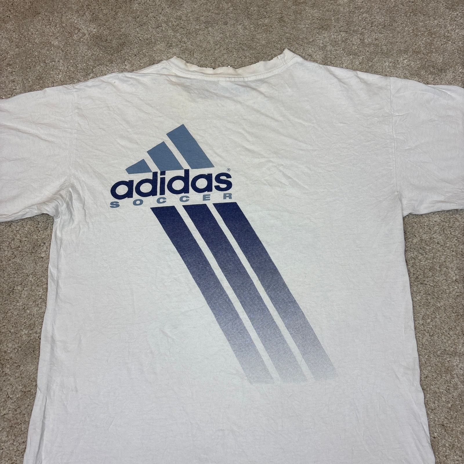 Adidas × Vintage Vintage 90s Adidas Soccer 3 Stripe T Shirt Men's Small Size US S / EU 44-46 / 1 - 2 Thumbnail