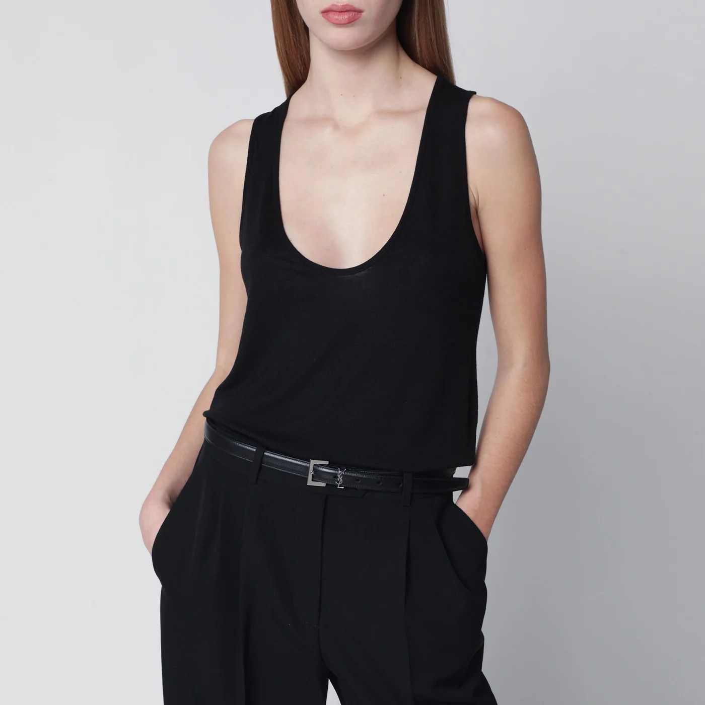 Saint Laurent Paris o1d2blof0526 Size: 90 IT / Cassandre Leather Belt in Black Size ONE SIZE - 2 Thumbnail