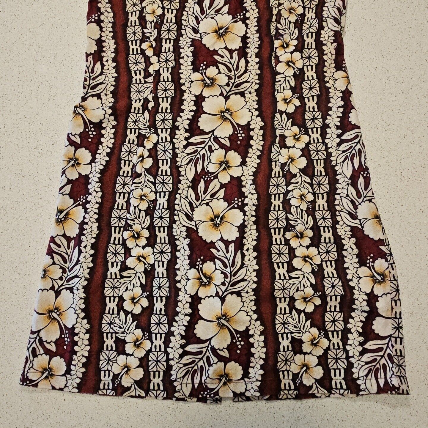 Vintage Hawaiian Flavor Tapa Cloth Print Dress M Brown Handmade Slee Size M / US 6-8 / IT 42-44 - 5 Thumbnail