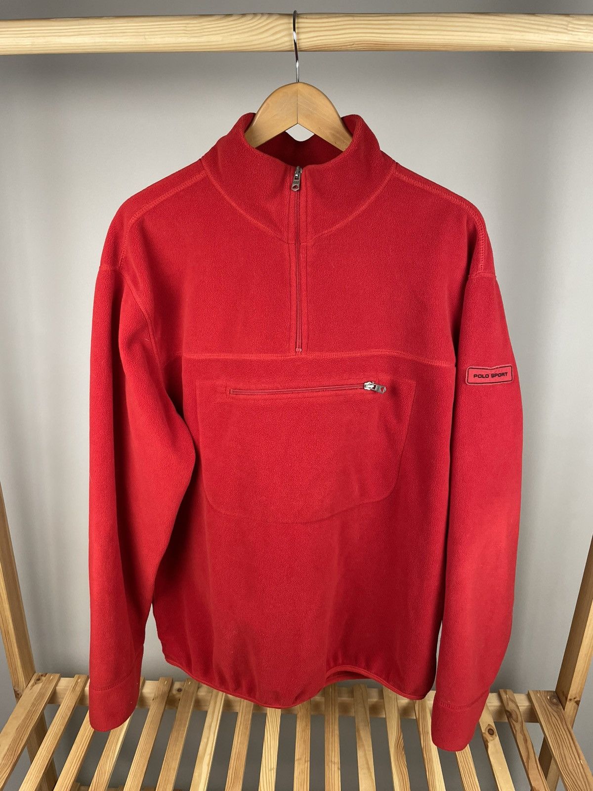 Polo Ralph Lauren × Ralph Lauren × Vintage Polo sport Ralph Lauren red fleece 1/4 zip Size US XL / EU 56 / 4 - 1 Thumbnail