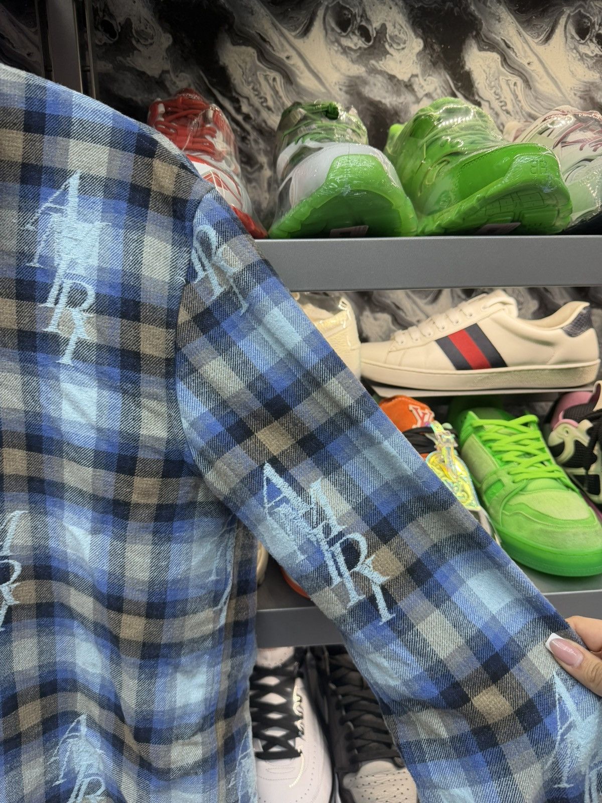 Amiri Amiri Blue Flannel L/S Size US L / EU 52-54 / 3 - 4 Thumbnail