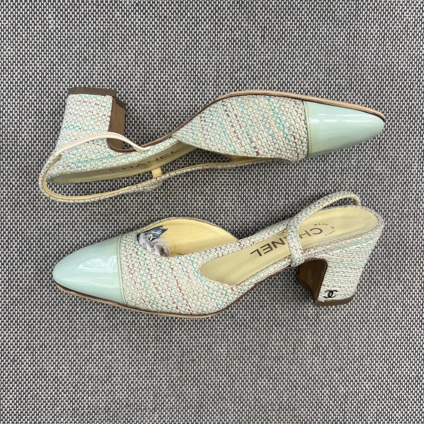 Chanel Chanel tweed paneled block heel pumps women's new Size US 5.5 / IT 35.5 - 3 Thumbnail