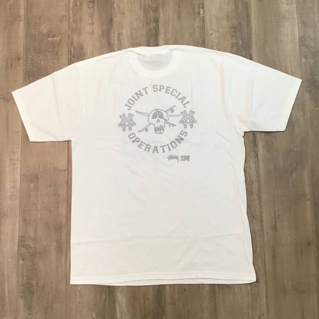 Bape × Stussy BAPE × STUSSY Silver Glitter SKULL LOGO T-shirt APE NIGO Size US L / EU 52-54 / 3 - 4 Thumbnail