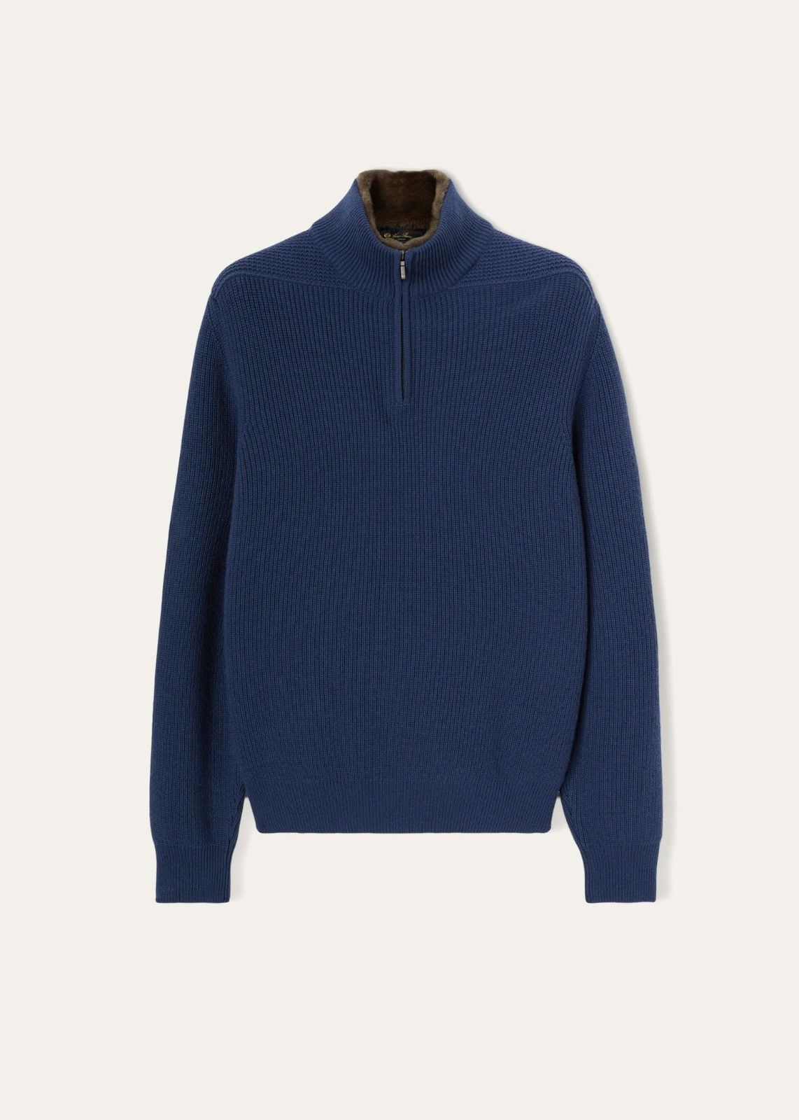 Loro Piana o1srvl11e1224 Mezzocollo Half Zip Sweater in Navy Blue Size US XL / EU 56 / 4 - 1 Thumbnail