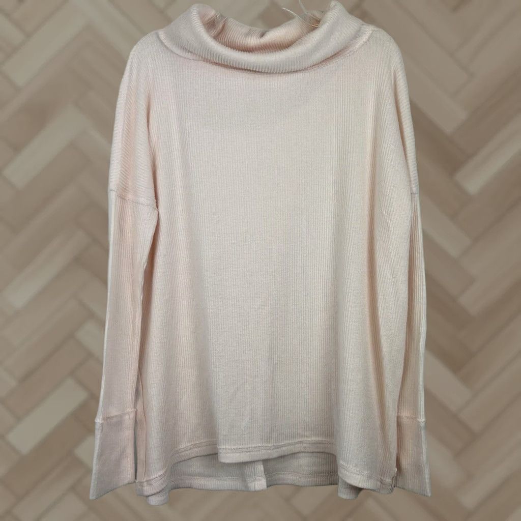 Free People We The Free People Top Womans Small Oversized Cowl Neck Sweater Ribbed Soft Pink Size S / US 4 / IT 40 - 1 Thumbnail