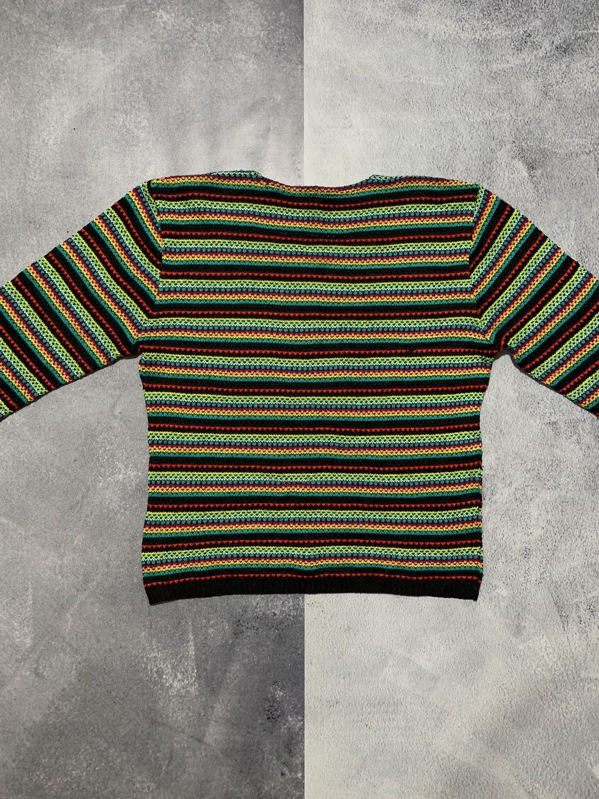 Vintage Vintage 90s Coloured knit striped sweater streetwear size L Size L / US 10 / IT 46 - 5 Thumbnail