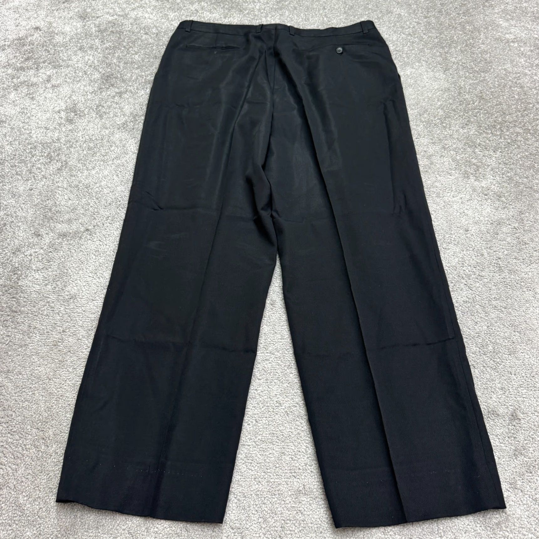 Zanella VINTAGE Zanella 90s Wool Dress Pants Mens 38x31 Black Straight Leg Classic Designer Size US 38 / EU 54 - 2 Thumbnail