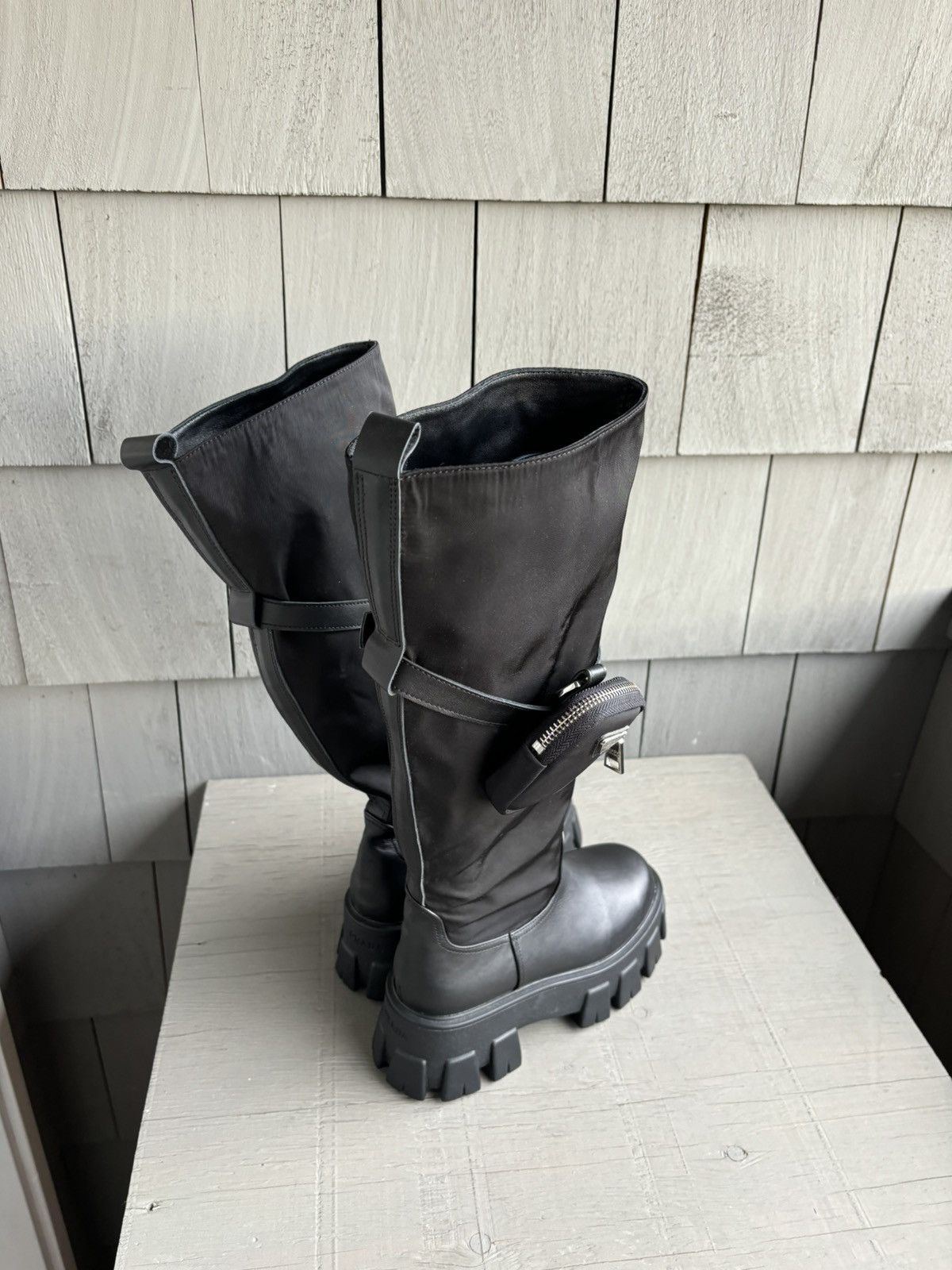 Japanese Brand × Other Tall Combat Boots Prada Monolith Style Military Cargo Leathe Size US 5 / IT 35 - 7 Thumbnail