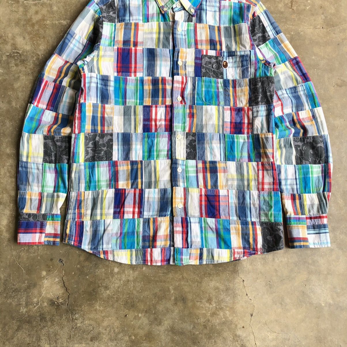 Bape OG Bape A Bathing Ape Camo Patchwork Long Slevee Shirt Size US S / EU 44-46 / 1 - 5 Thumbnail