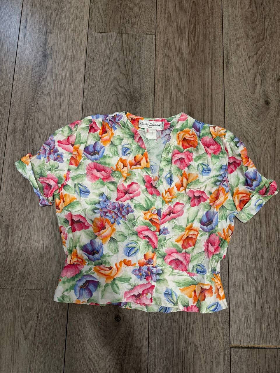 Other Vintage Therese Baumarie Paris Womens Blouse Size 3 Floral Size XS / US 0-2 / IT 36-38 - 1 Thumbnail