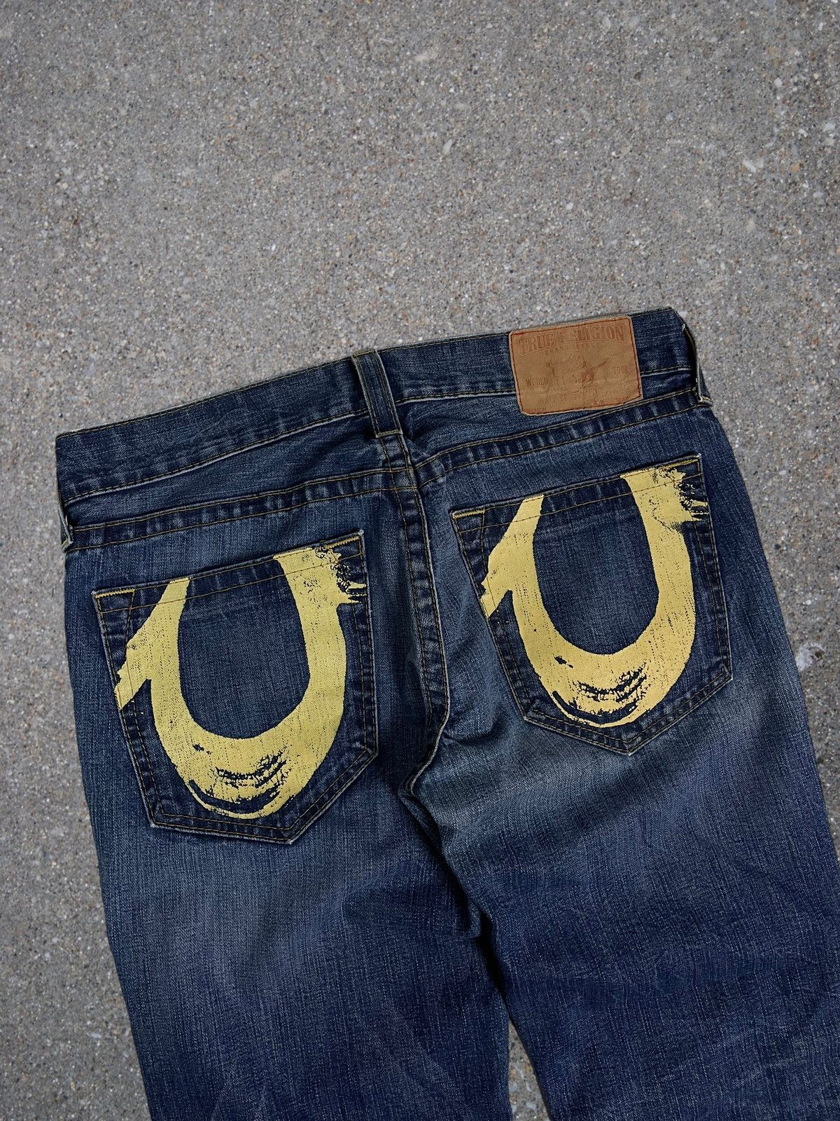 image of Made In USA x True Religion Vintage Y2K True Religion Baggy Big Logo Denim Pants in Blue (Size 34)