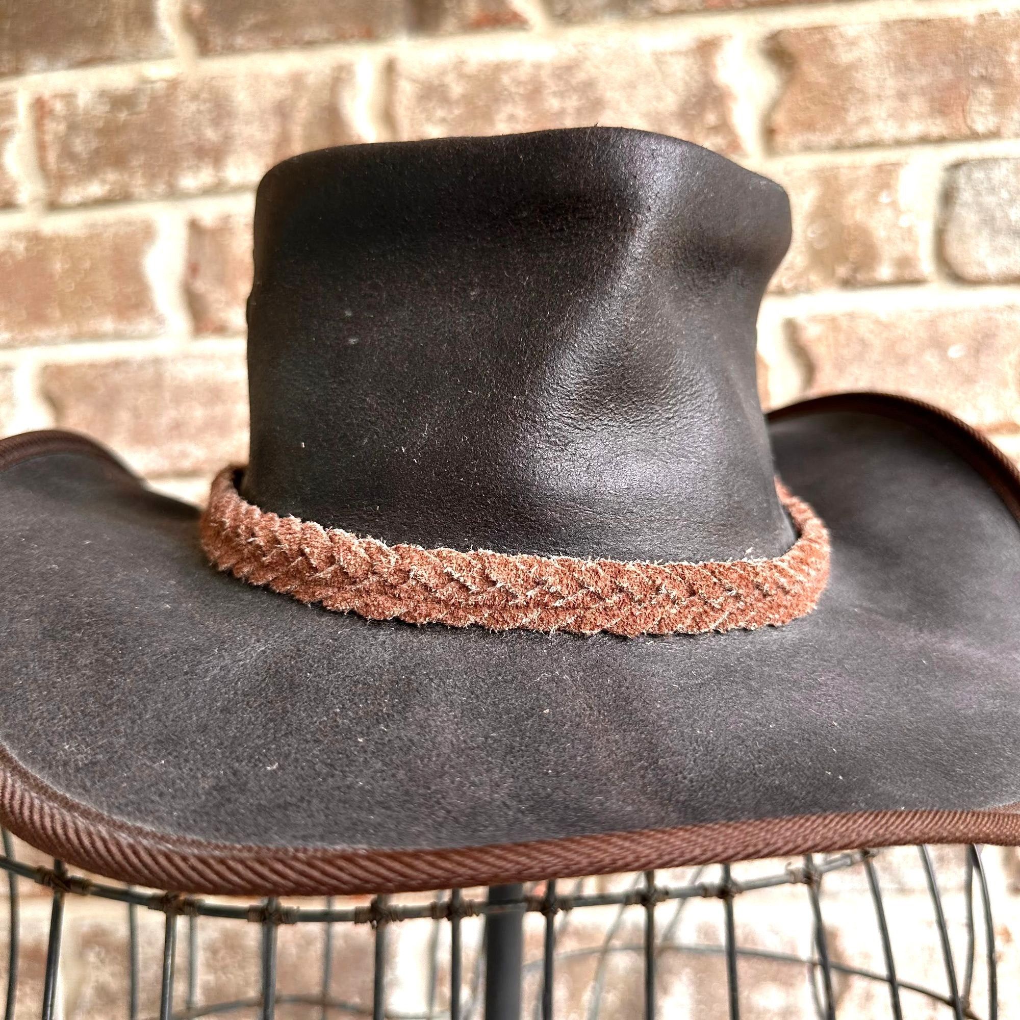 Vintage Vintage Australian Geographic Leather Hat Large 59 Brown Au Size ONE SIZE - 5 Thumbnail