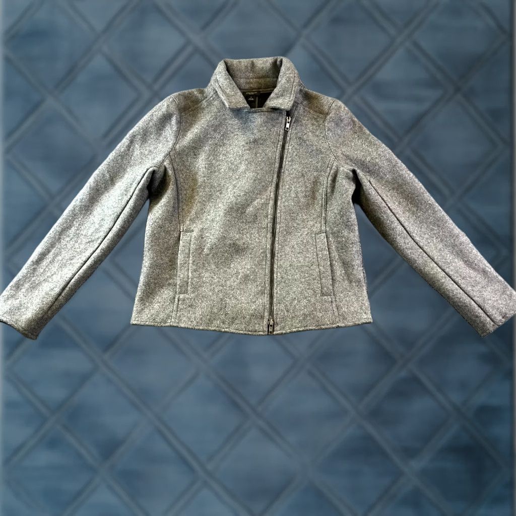 Ann Taylor Ann Taylor Biker Jacket Women's 8 Gray Polyester Asymmetrical Zip Moto Travel Size M / US 6-8 / IT 42-44 - 1 Thumbnail