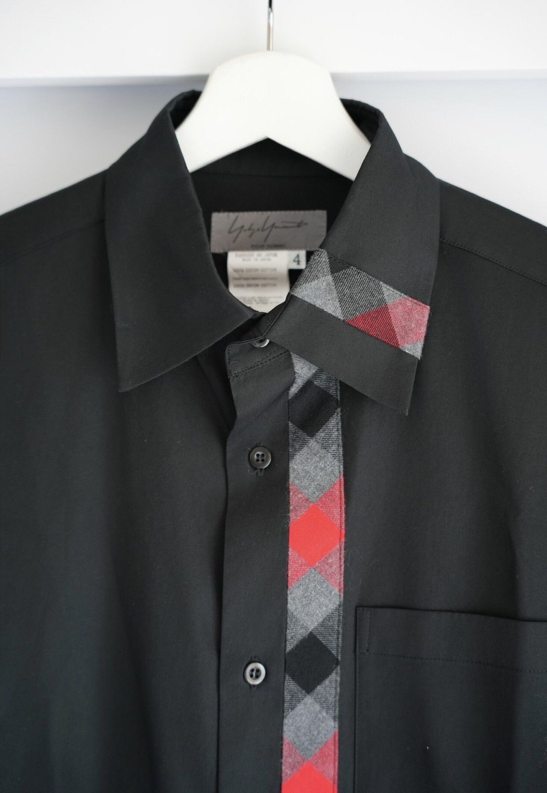Yohji Yamamoto Yohji Yamamoto 08 SS Plaid Paneled Black Shirt 2412- Size US XL / EU 56 / 4 - 5 Thumbnail
