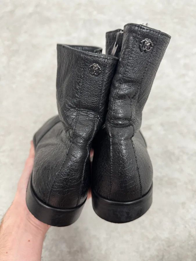 Roberto Cavalli 2000s Roberto Cavalli Black Silver Leather Boots Size US 7 / EU 40 - 4 Thumbnail
