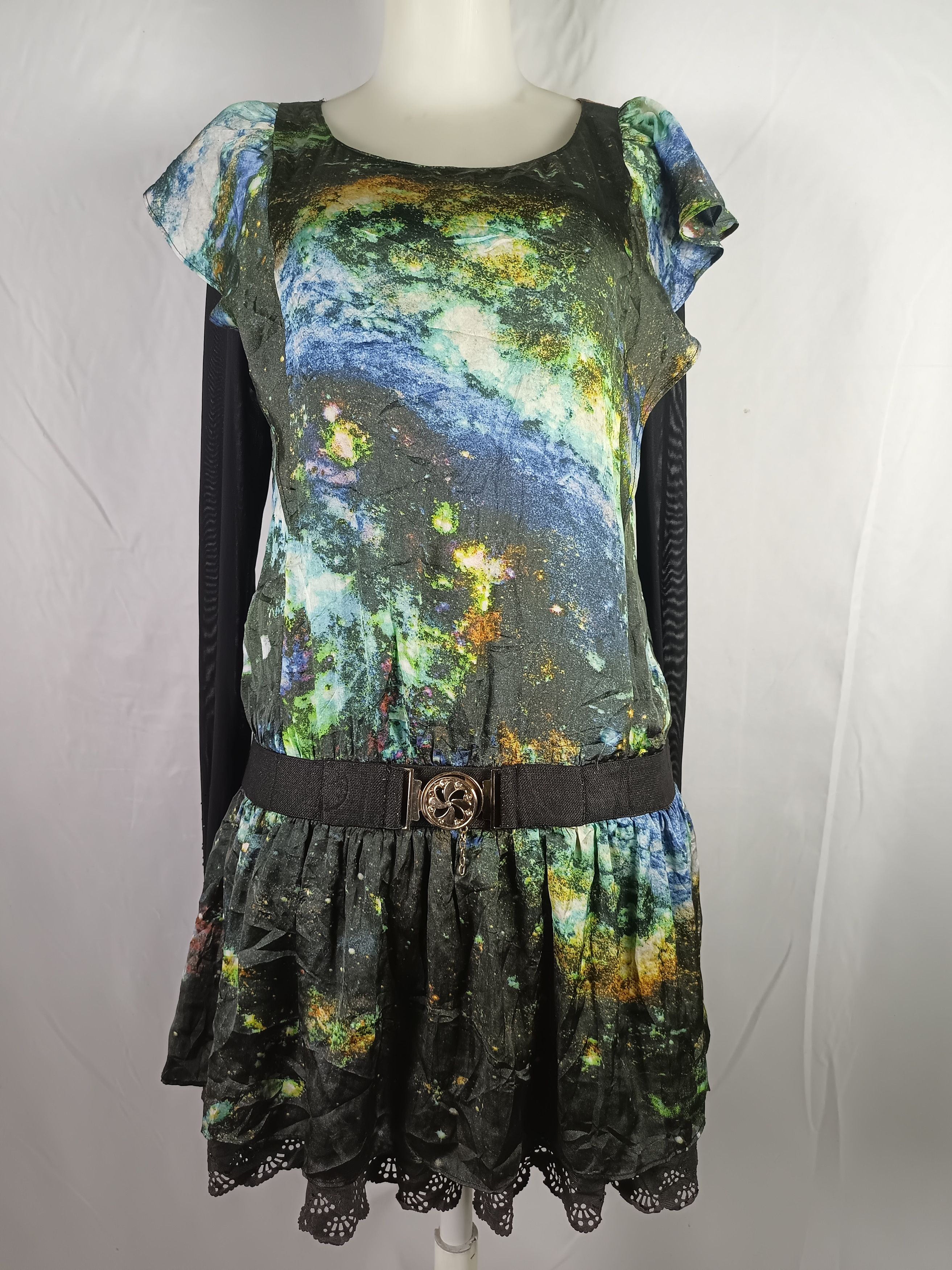 Japanese Brand OSANI Galaxi Print Long Sleeve Women Dress Size M / US 6-8 / IT 42-44 - 1 Thumbnail