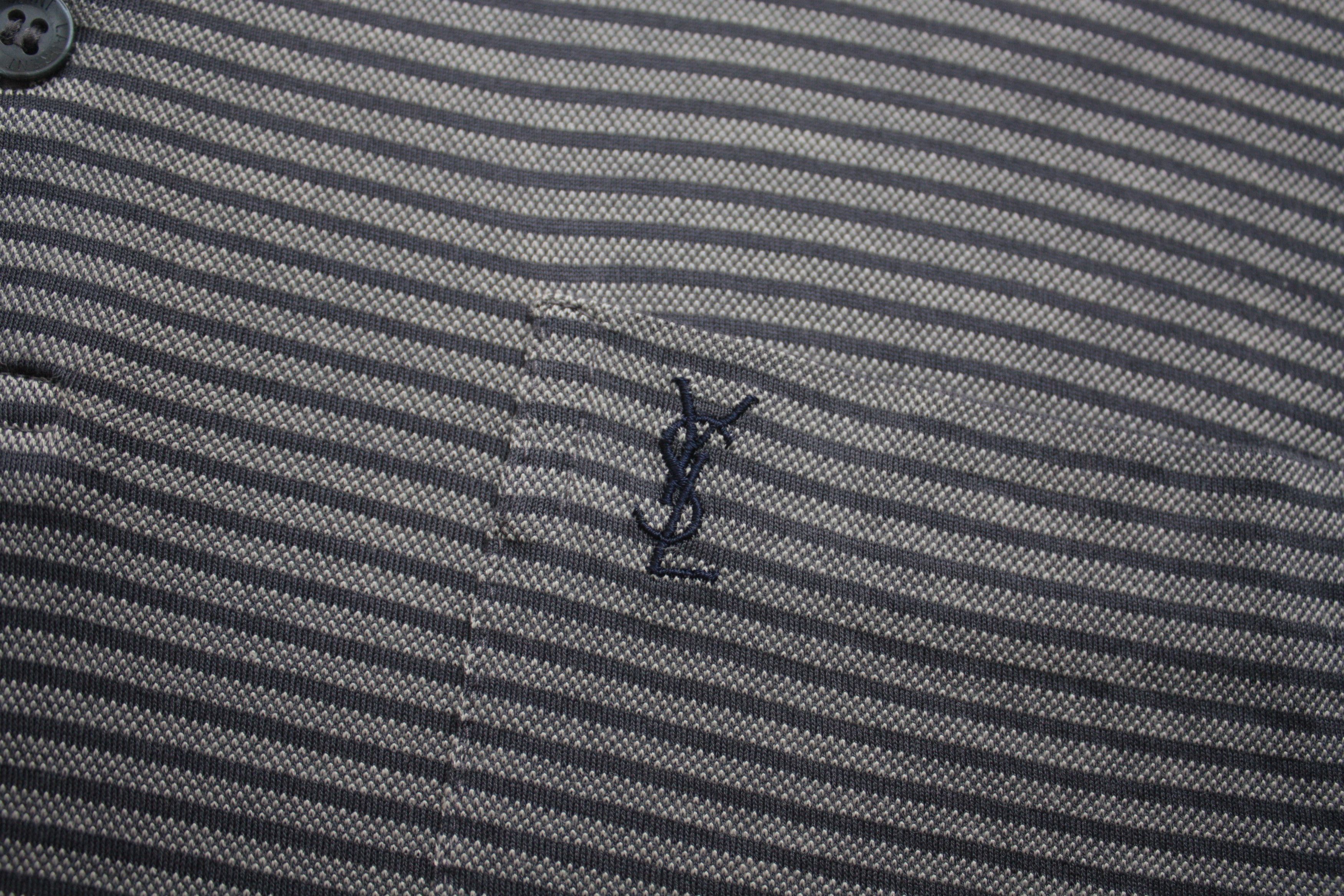 Vintage Yves Saint Laurent Gray Striped Vintage Polo Men's M Size US M / EU 48-50 / 2 - 5 Thumbnail